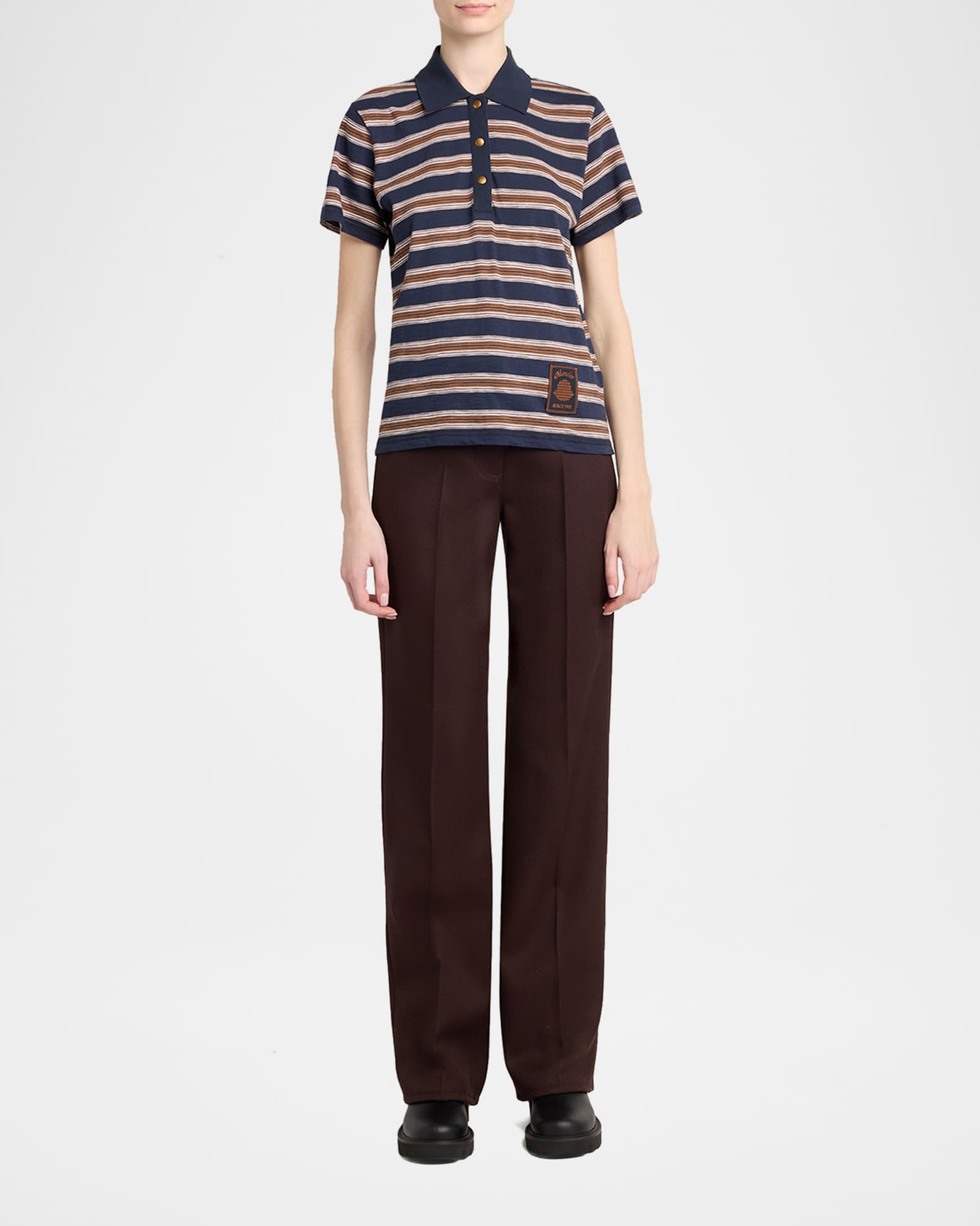 MONCLER ストライプ ポロシャツ Moncler Striped Short-Sleeve Polo | Neiman Marcus