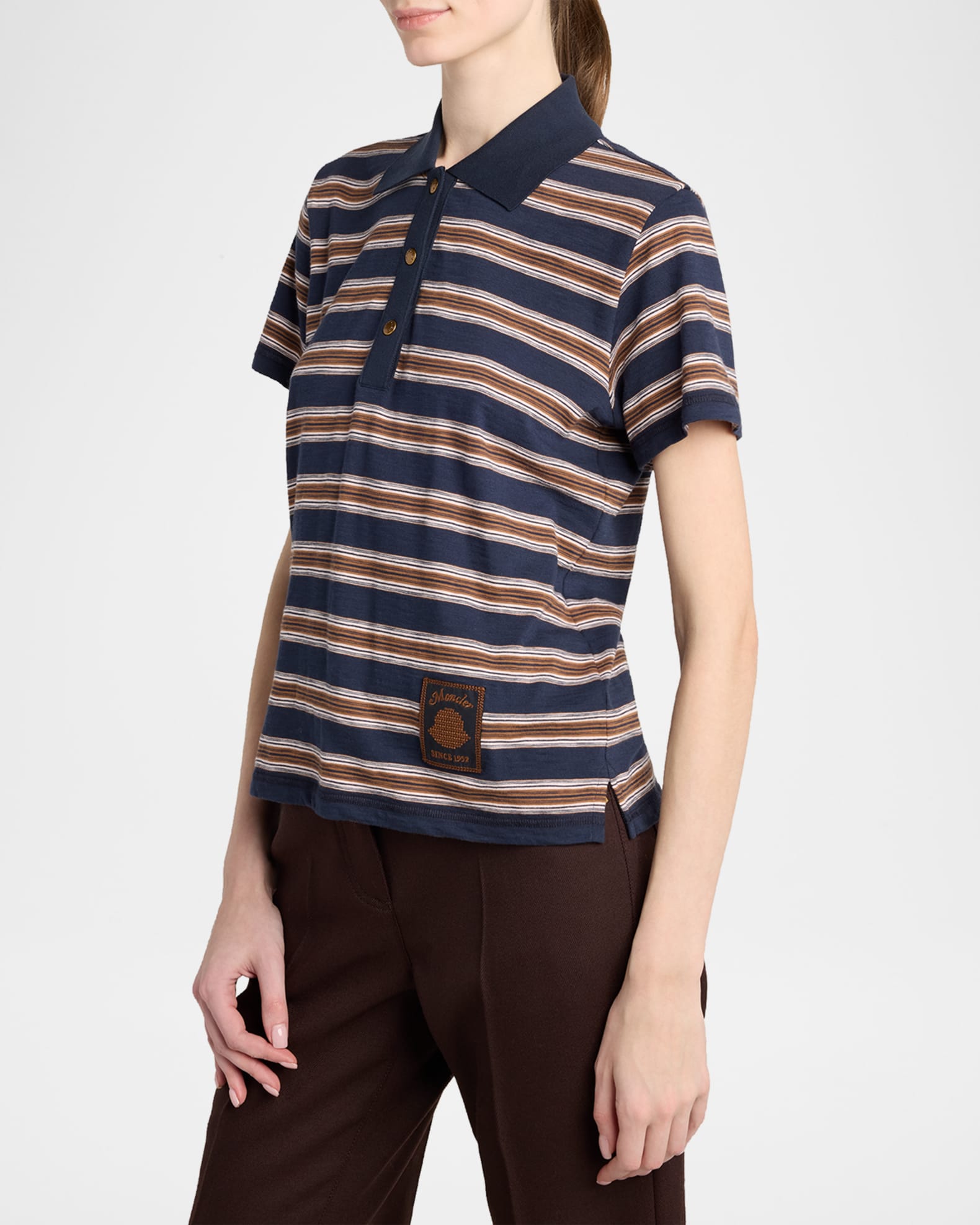 Moncler Striped Short-Sleeve Polo | Neiman Marcus