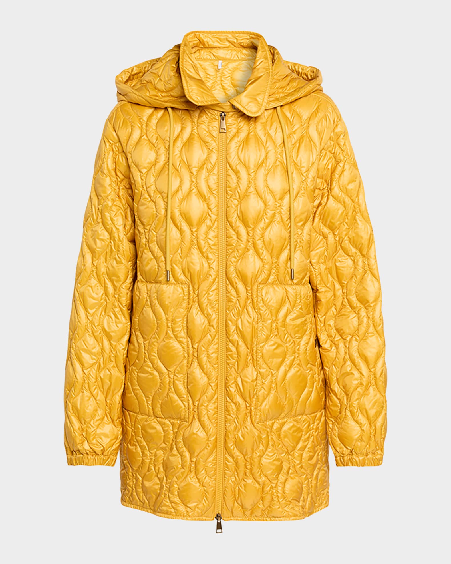 Moncler Balette Geometric Quilted Mid-Length Down Jacket | Neiman