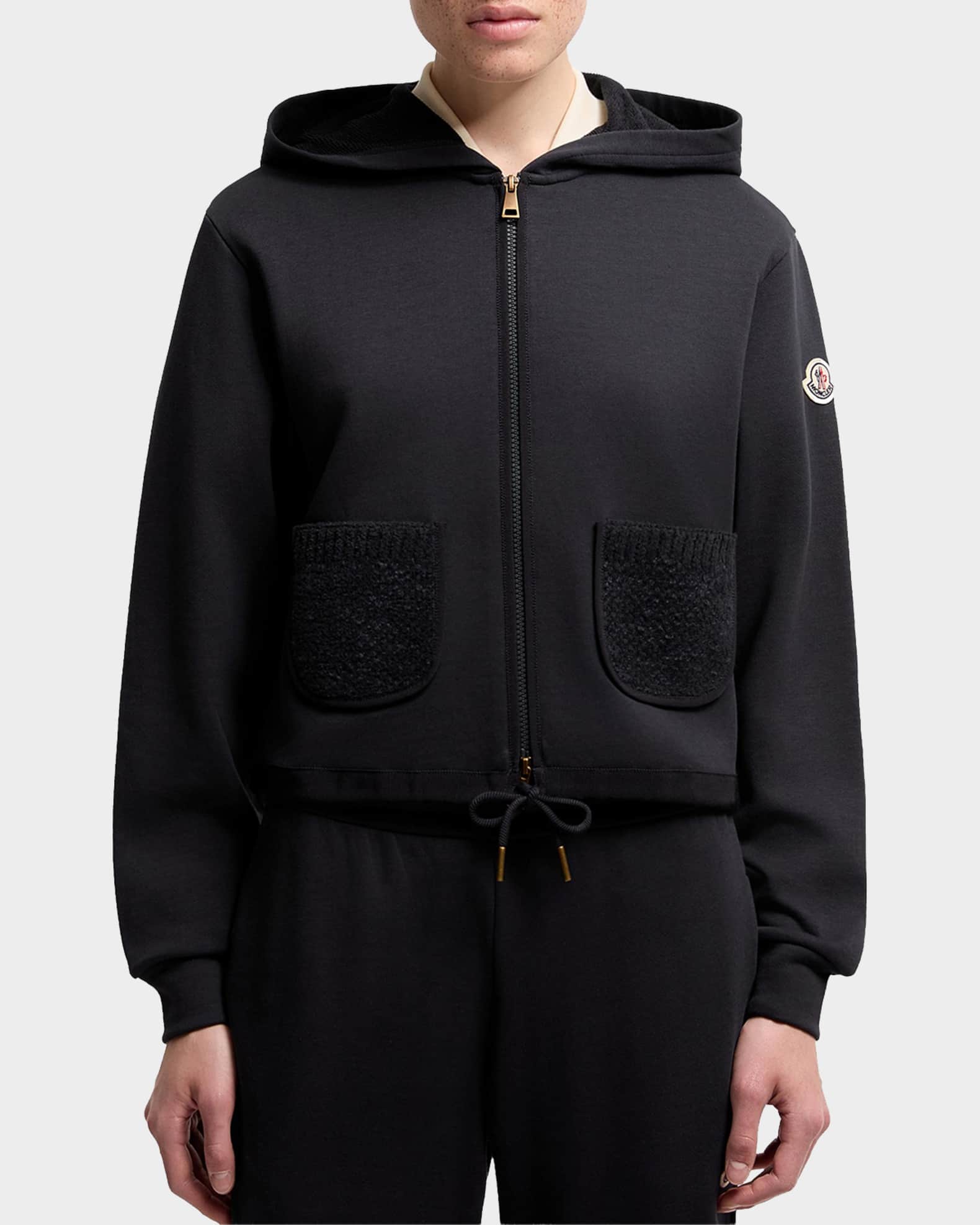 Moncler Cotton-Blend Zip-Up Cardigan | Neiman Marcus