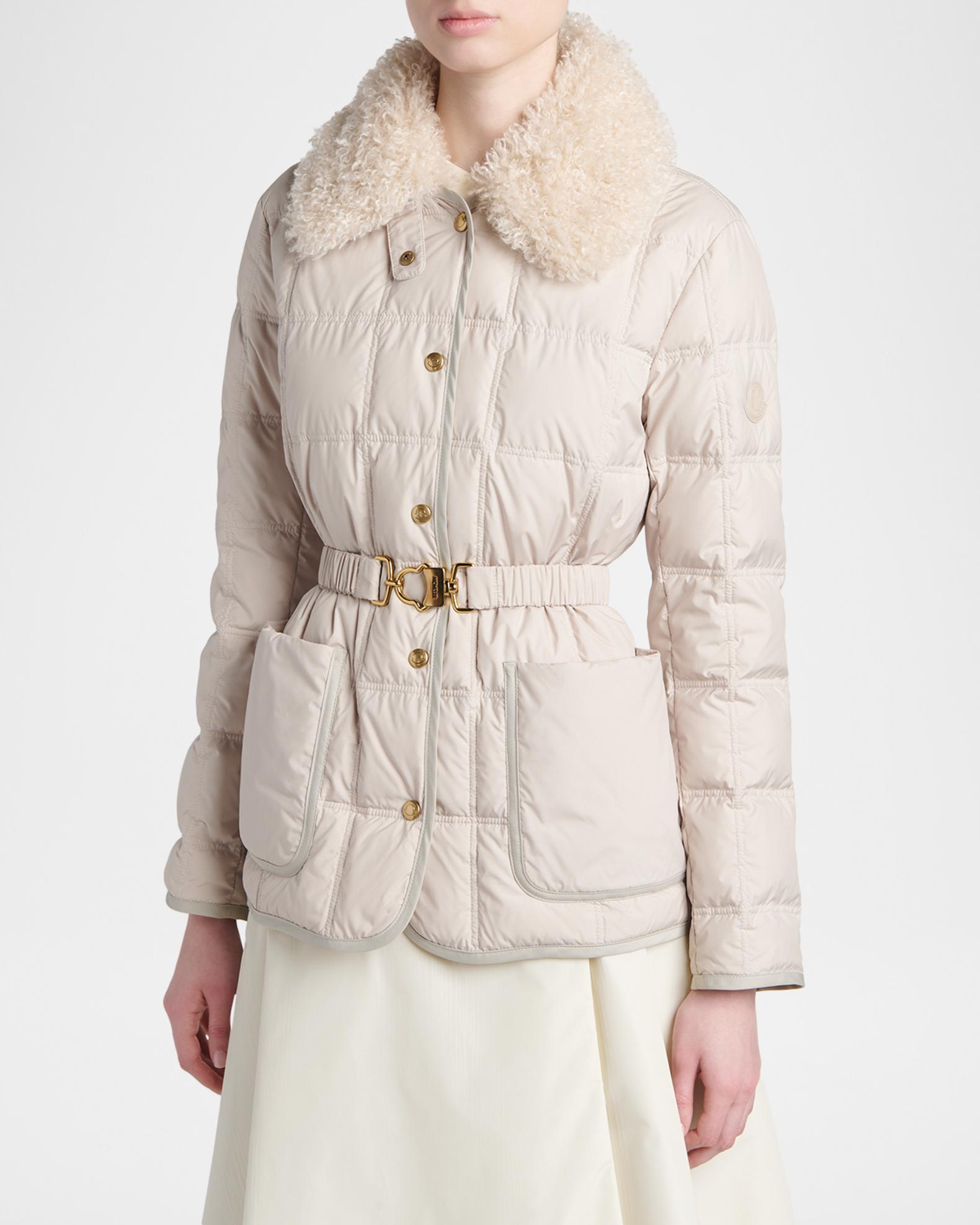 Moncler Cygnes Belted Short Down Jacket | Neiman Marcus