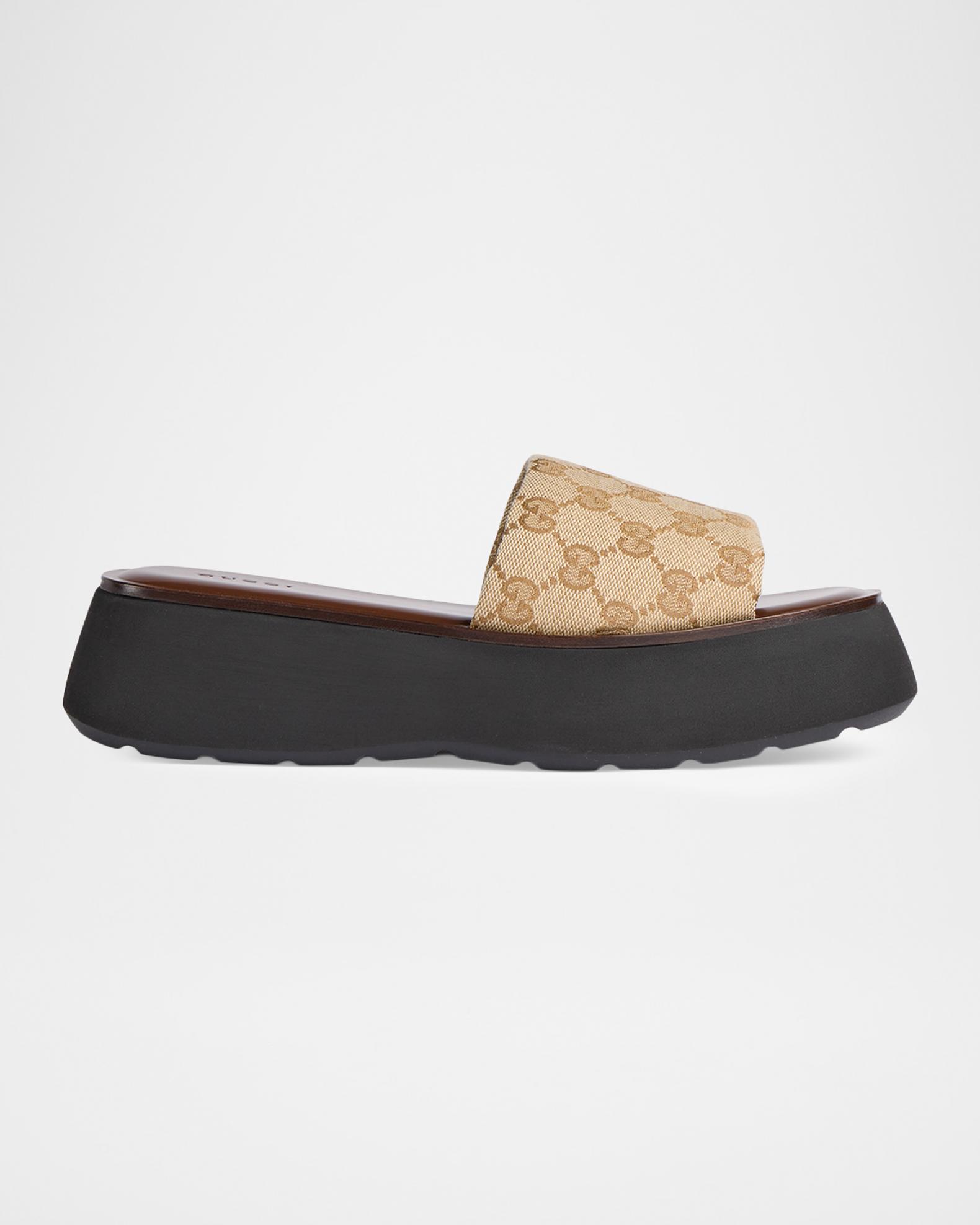 Gucci 45mm North GG Monogram Canvas Platform Sandals | Neiman Marcus
