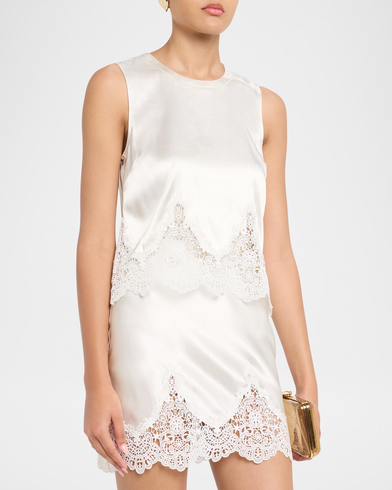 Generation Love Tegan Liquid Satin Lace Top | Neiman Marcus