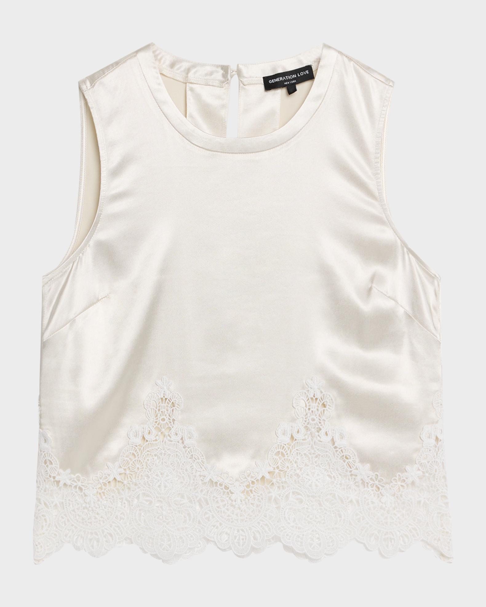 Generation Love Tegan Liquid Satin Lace Top | Neiman Marcus