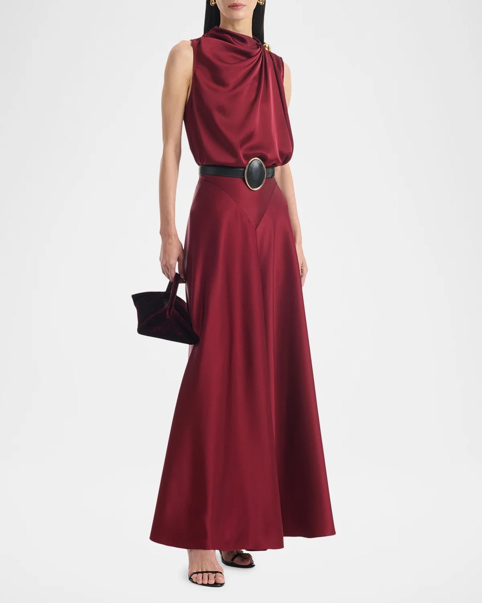 Altuzarra Ames V-Yoke Satin A-Line Maxi Skirt | Neiman Marcus