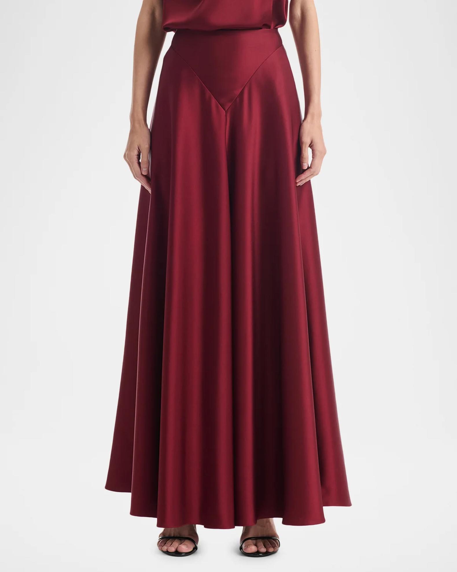 Altuzarra Ames V-Yoke Satin A-Line Maxi Skirt | Neiman Marcus