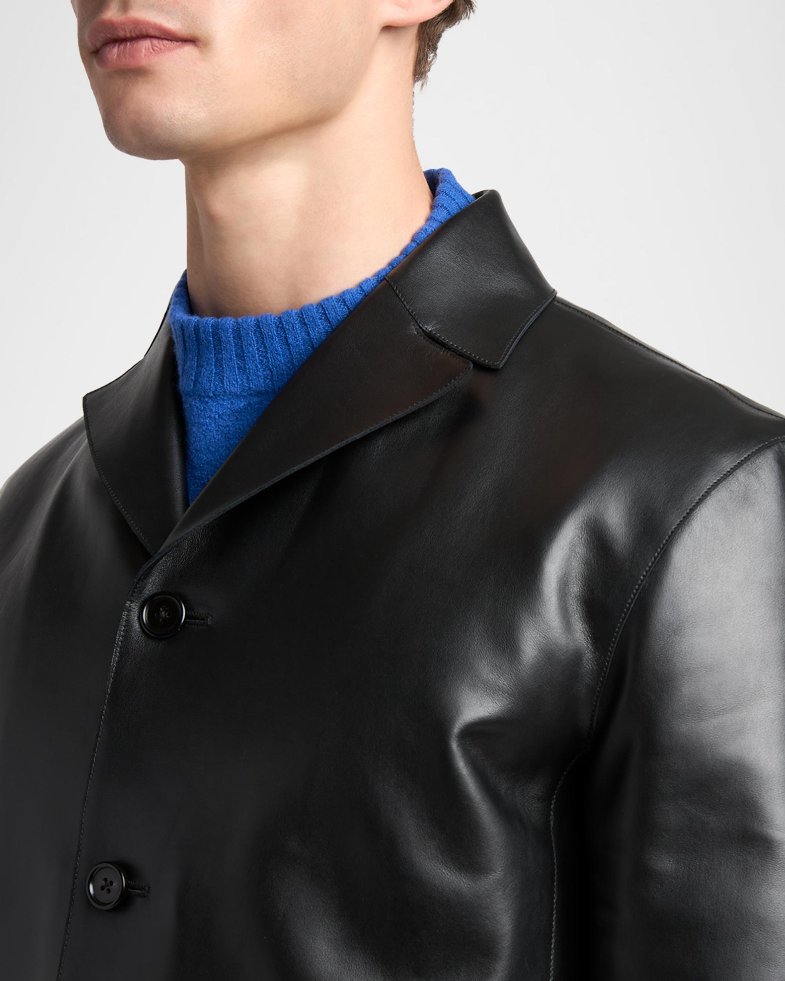 Jil Sander Men's Leather Single-Breasted Long Sport Coat | Neiman