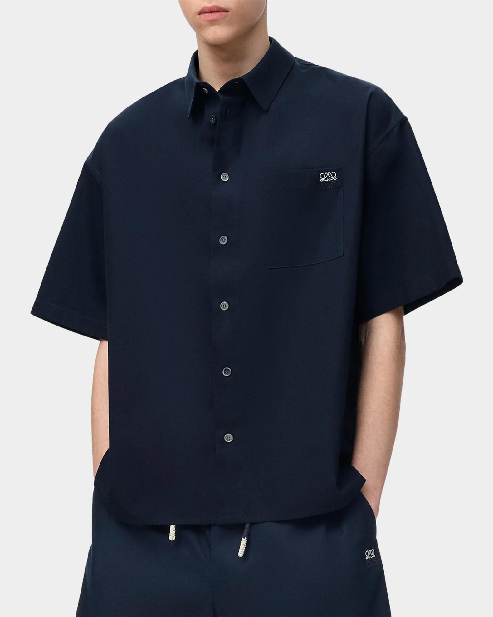 LOEWE Men's Short-Sleeve Heavy Cotton Button-Front Shirt | Neiman Marcus