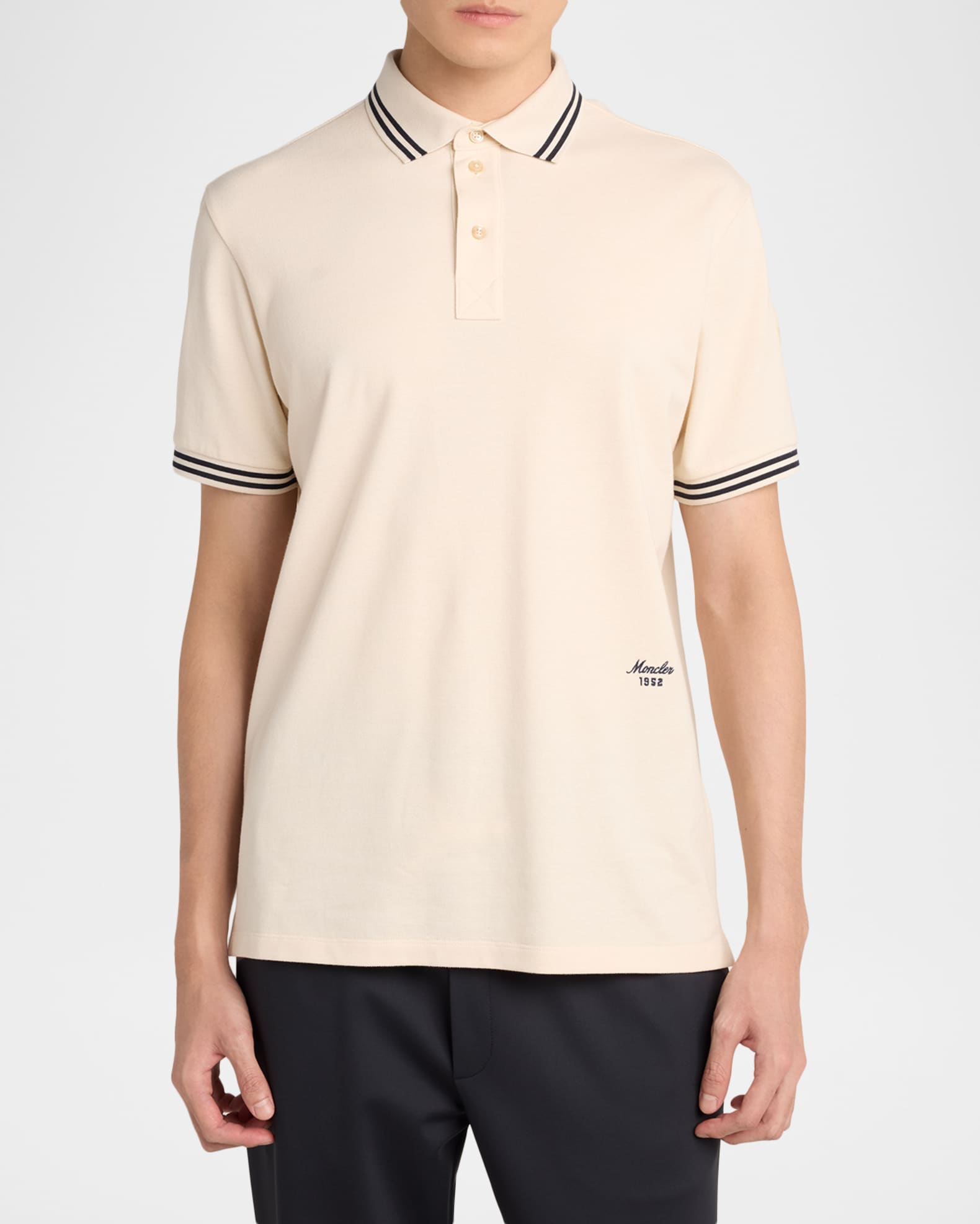 Moncler Men's Striped Cotton Pique Polo Shirt | Neiman Marcus