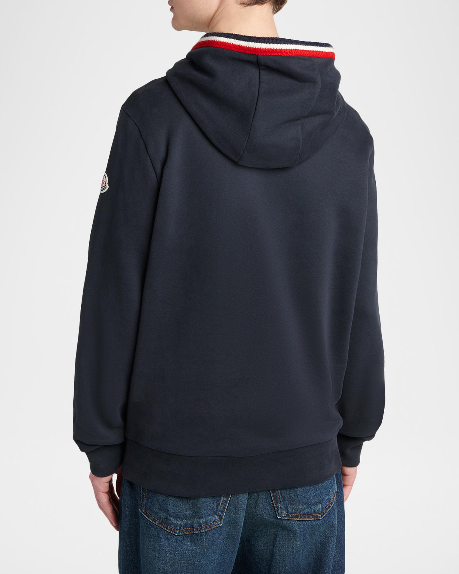 Moncler Men's Tricolor-Trim Cotton Hoodie | Neiman Marcus