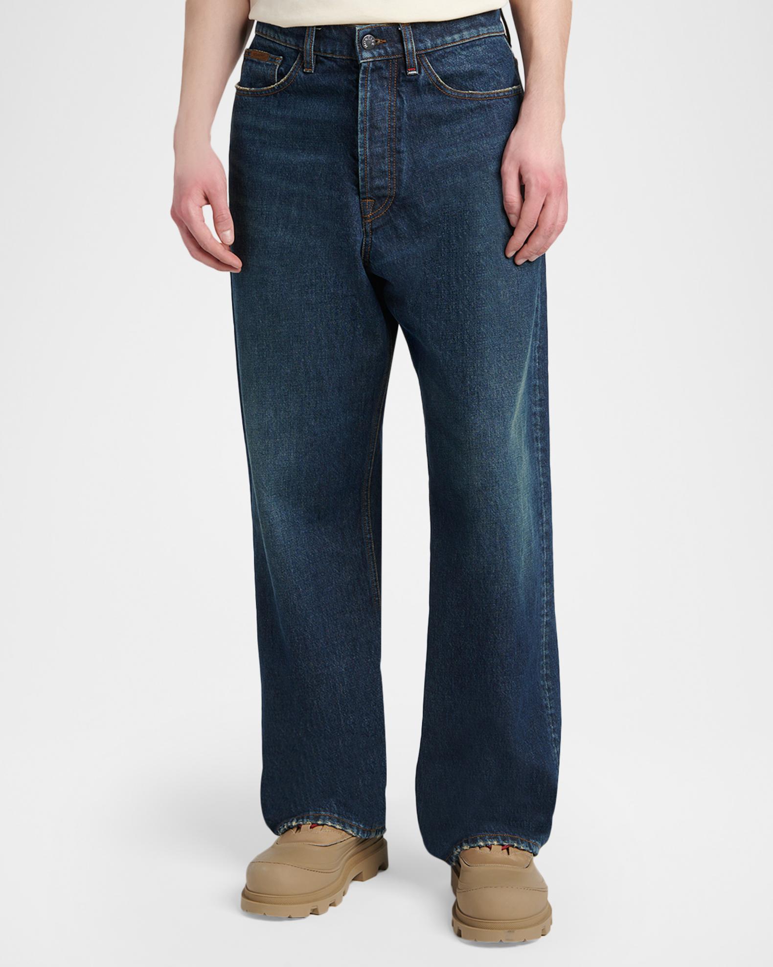 Moncler Men's Vintage Wash Denim Relaxed-Fit Jeans | Neiman Marcus