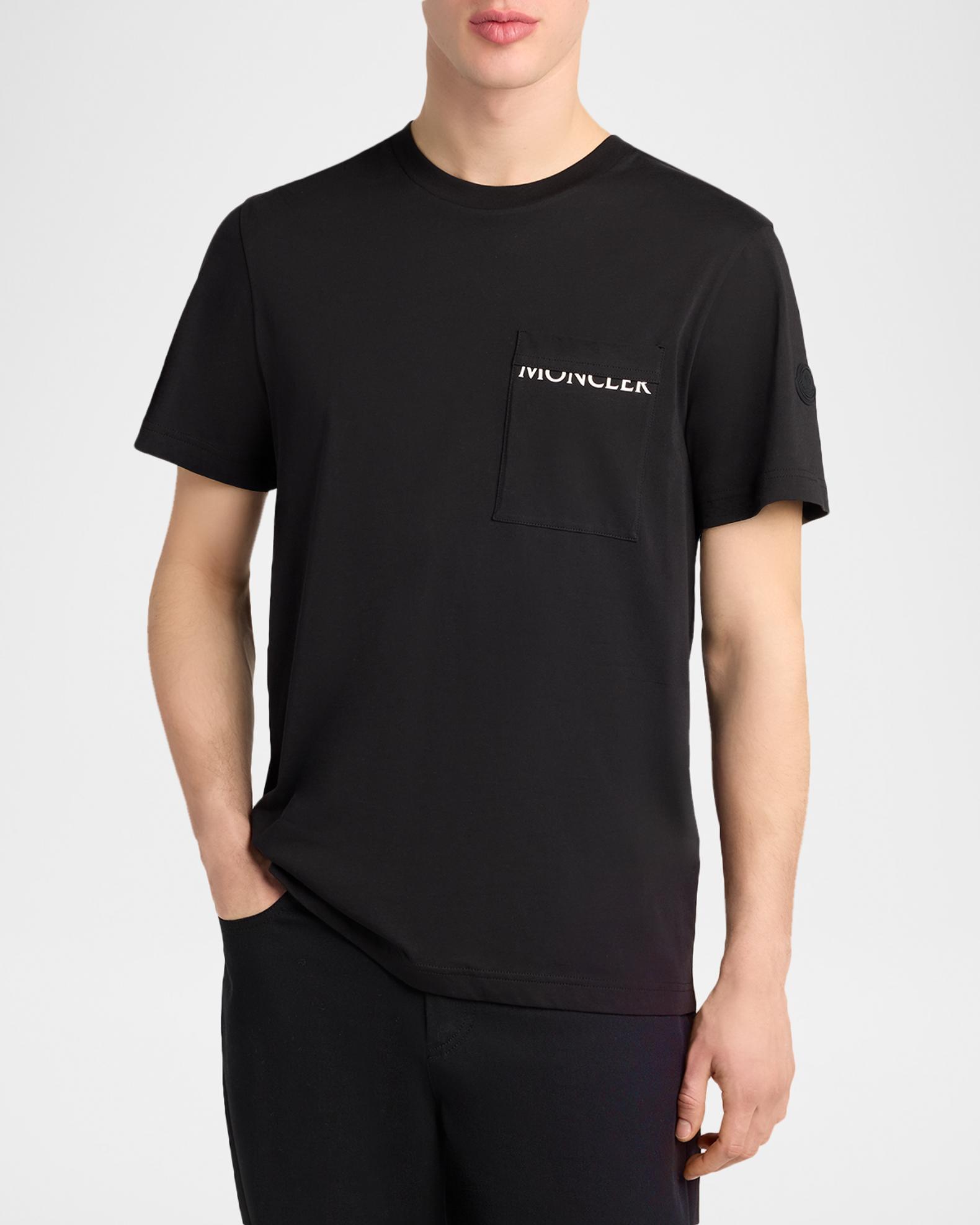 Moncler Men's Split-Logo Cotton Crewneck T-Shirt | Neiman Marcus