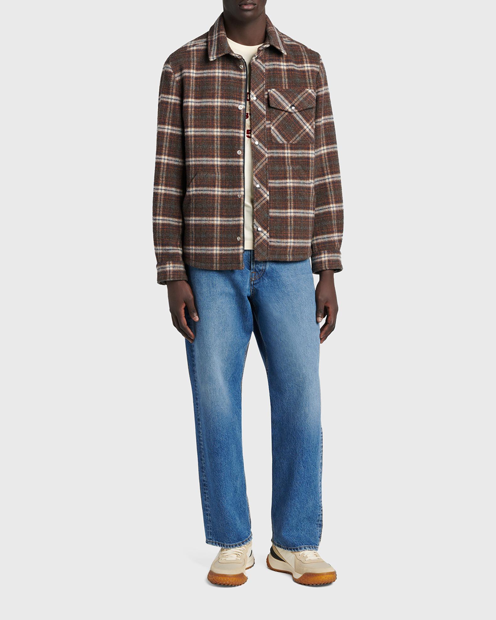 Moncler Men's Plaid Virgin Wool Snap-Front Overshirt | Neiman Marcus