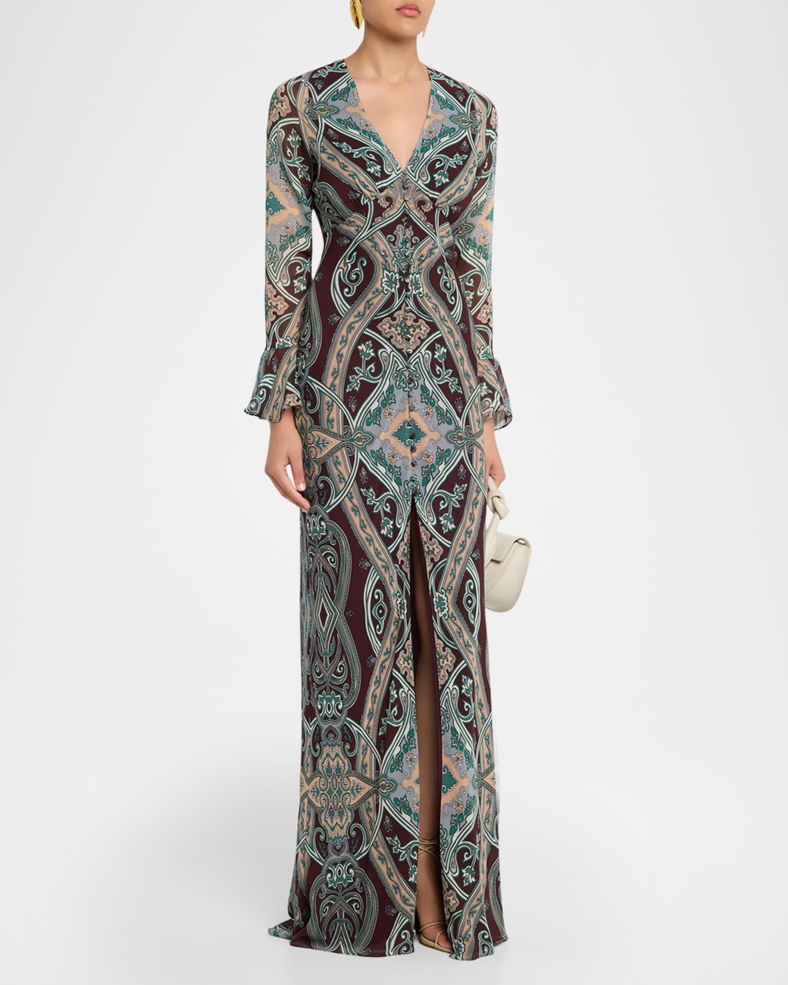 veronica beard long sleeve dress Veronica Beard Daciana Silk Maxi Dress | Raisin Multi