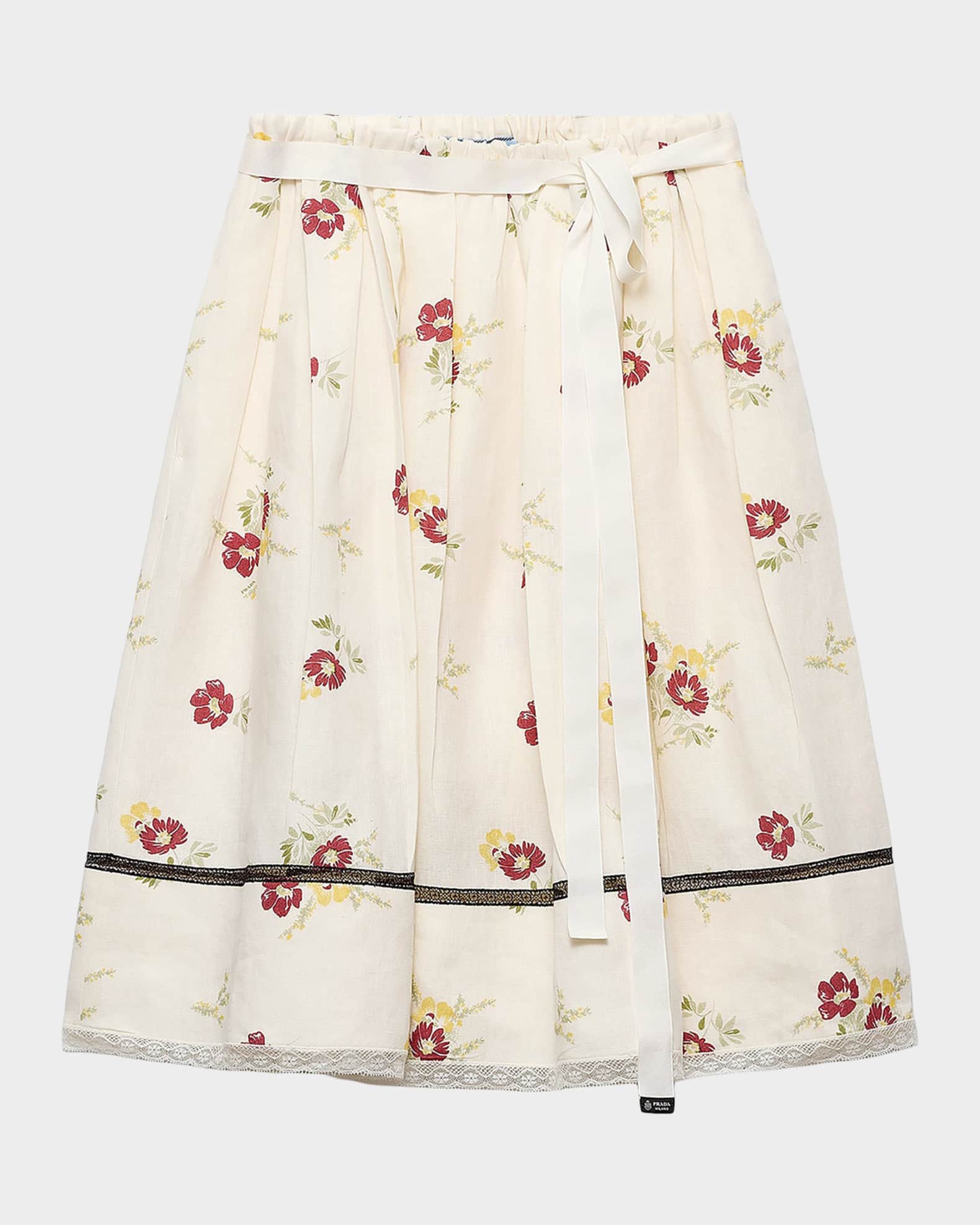 専用 Rakutao様　PRADAプラダ　花柄刺繍 ベルベット シルクスカート Prada Floral-Print Linen Skirt | Neiman Marcus