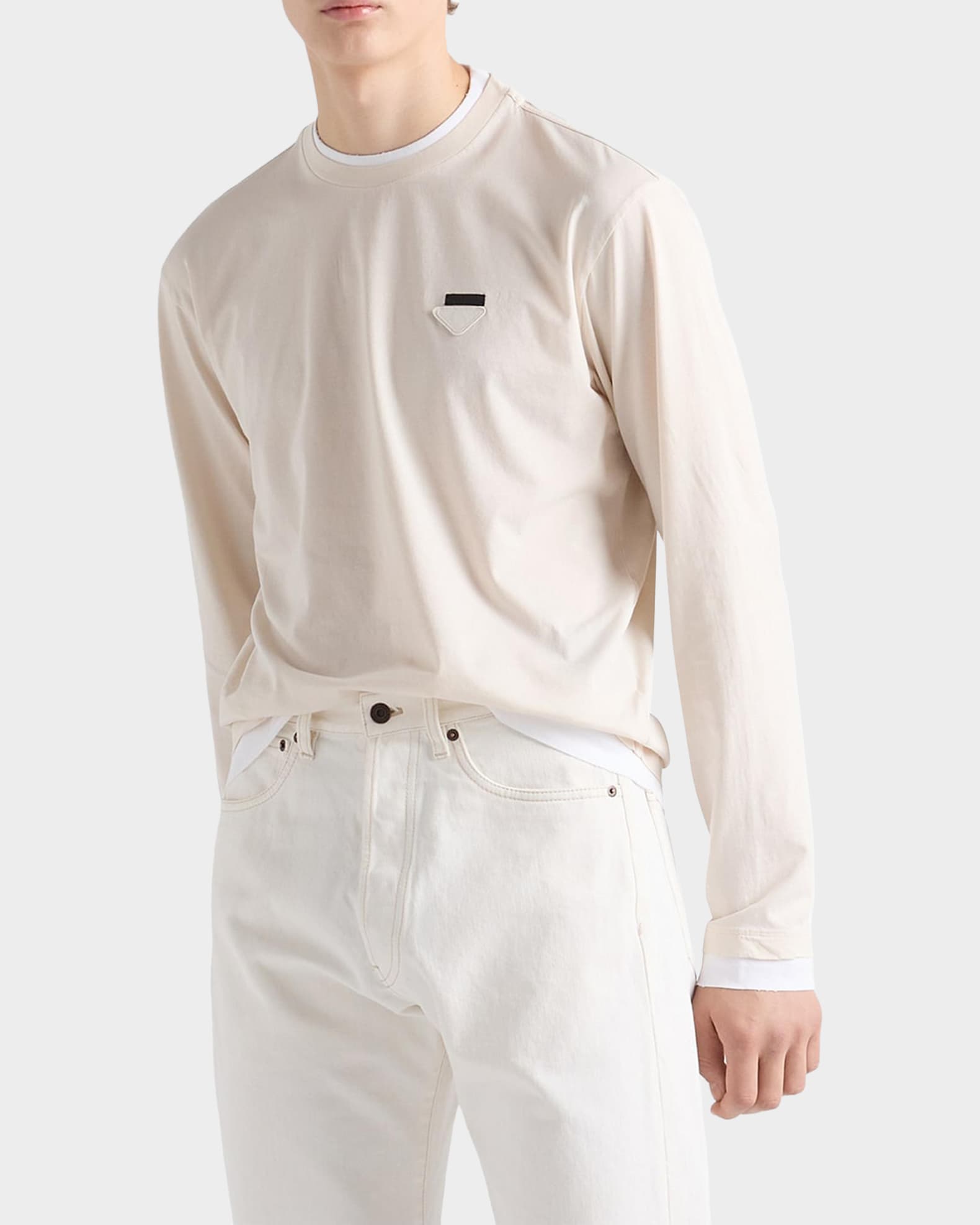 Prada Men's Long-Sleeved Cotton T-Shirt | Neiman Marcus