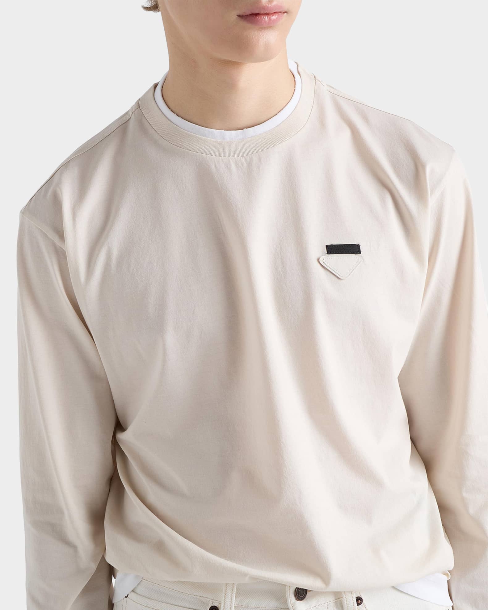 Prada Men's Long-Sleeved Cotton T-Shirt | Neiman Marcus