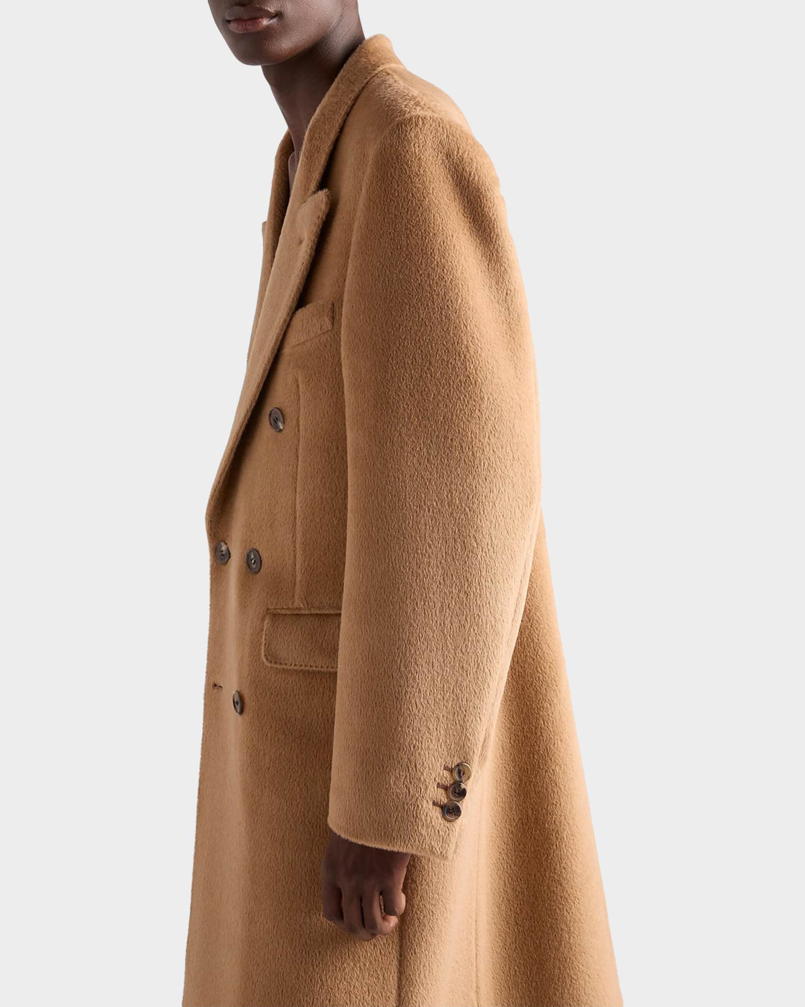 Prada Men's Double-Breasted Wool Blend Coat | Neiman Marcus