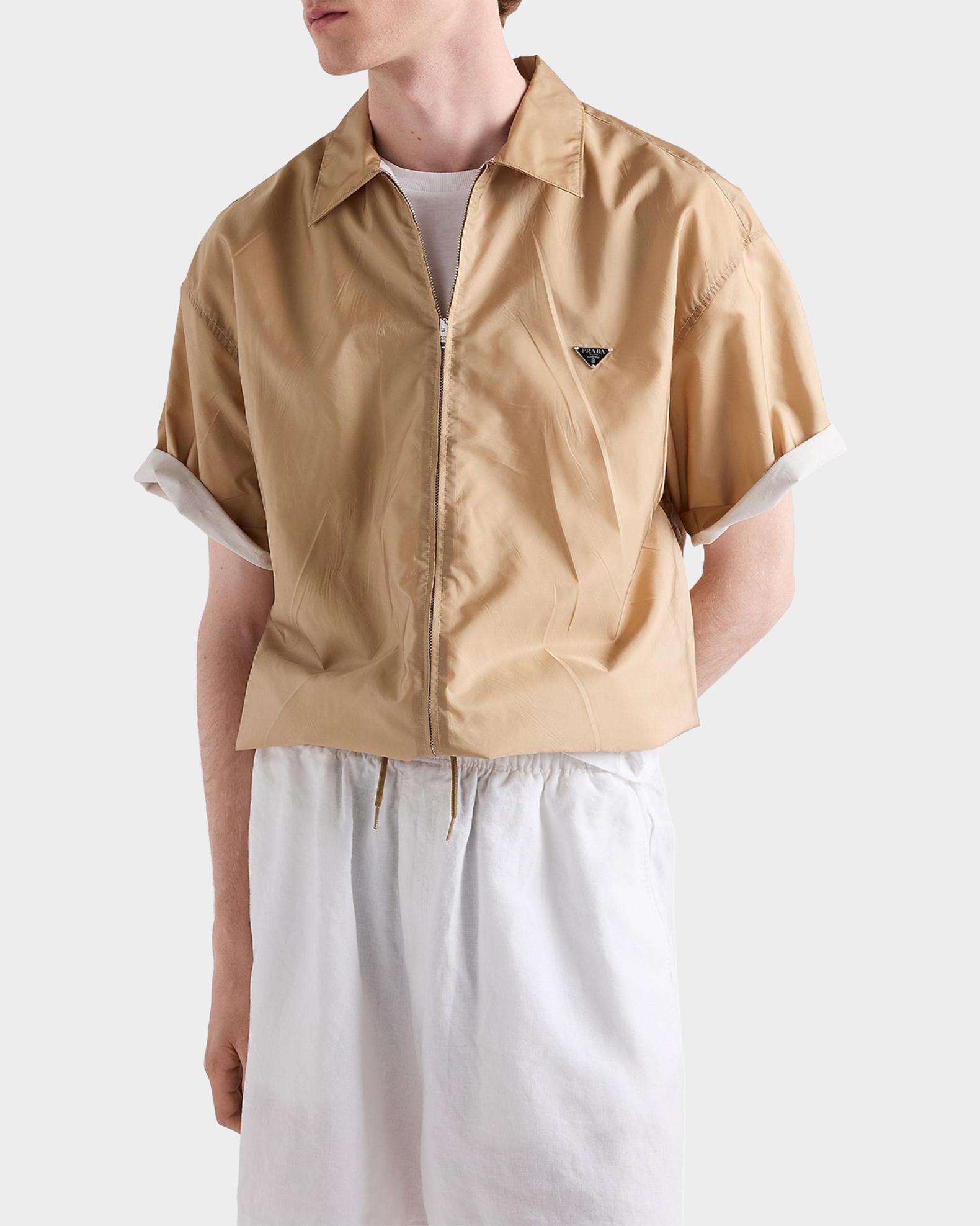 Prada Men's Short-Sleeved Re-Nylon Zipper Shirt | Neiman Marcus