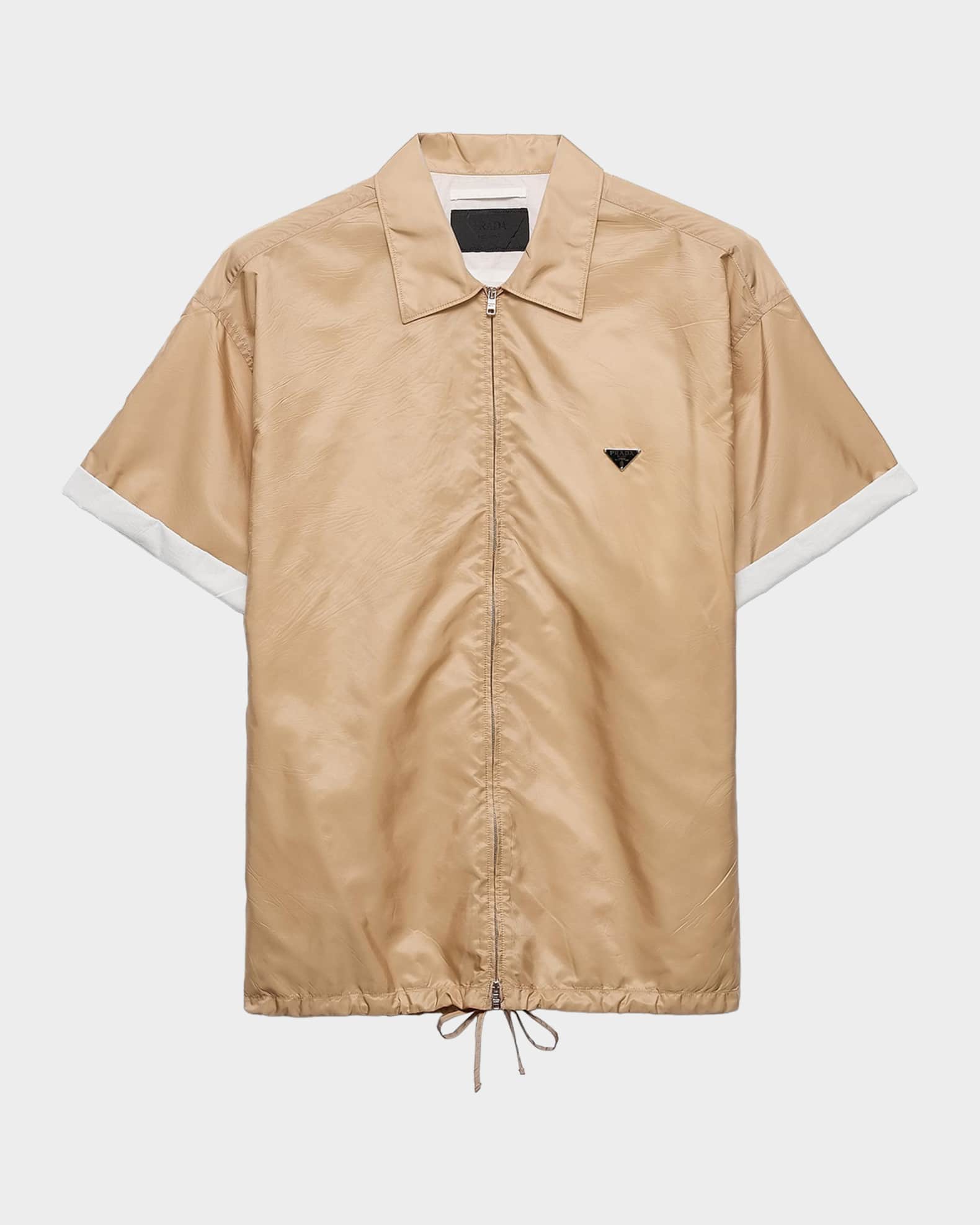 Prada Men's Short-Sleeved Re-Nylon Zipper Shirt | Neiman Marcus