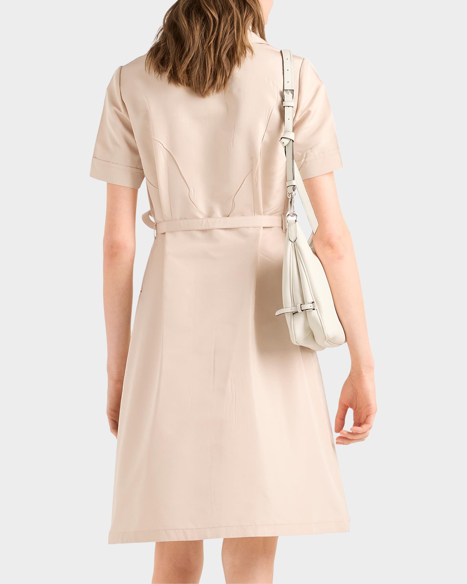 Prada Belted Silk Faille Shirt Dress | Neiman Marcus