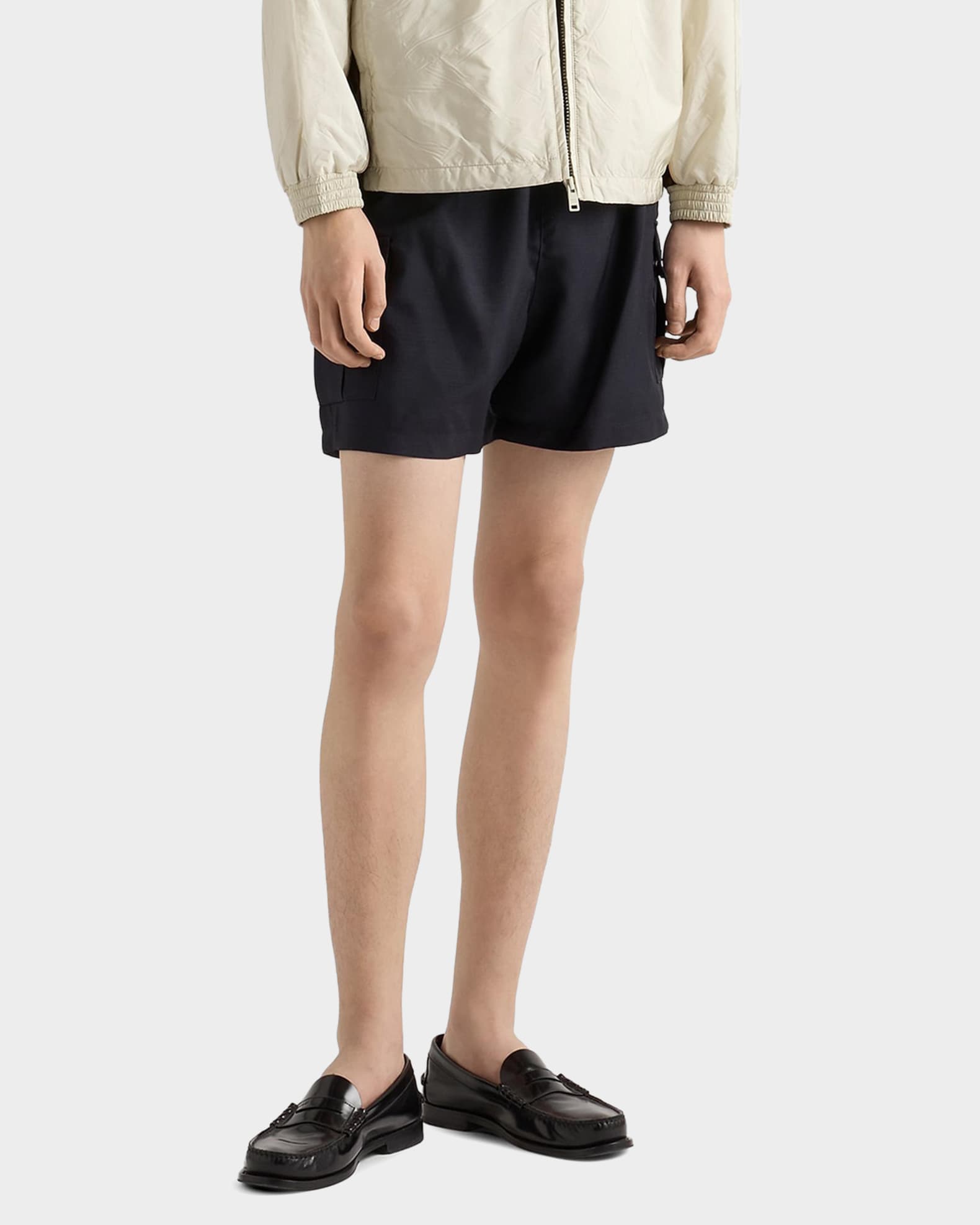 パンツ TOGA21ss black wool mohair short pants Prada Men's Mohair Wool Shorts | Neiman Marcus