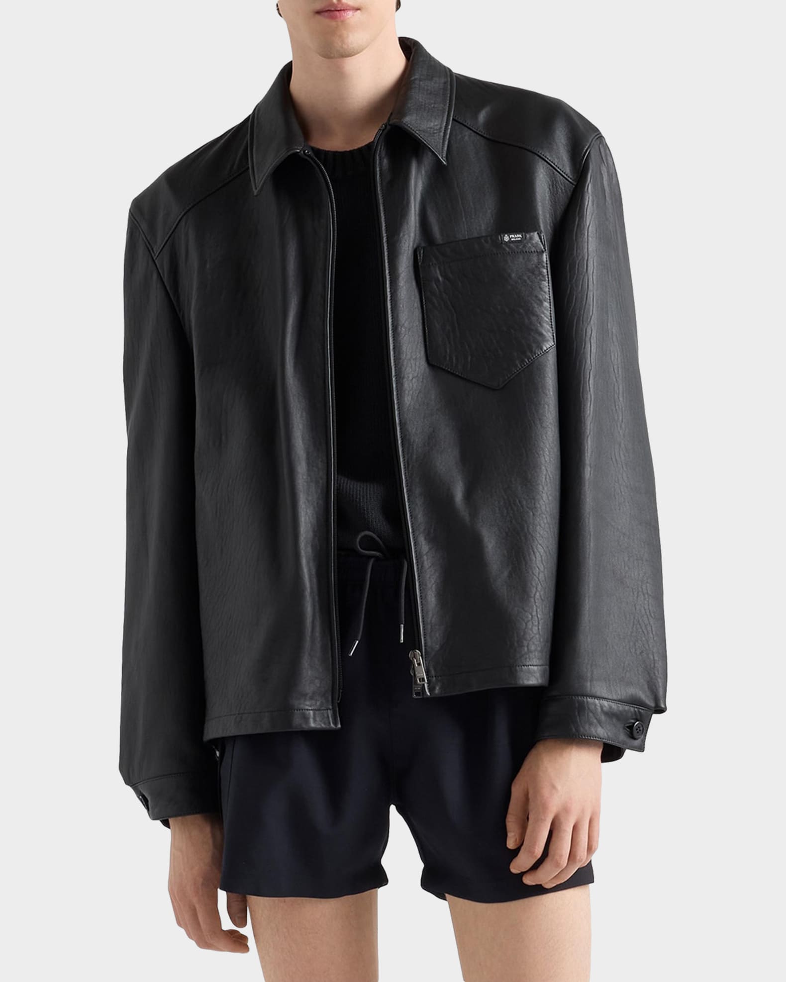 Prada Men's Nappa Leather Jacket | Neiman Marcus
