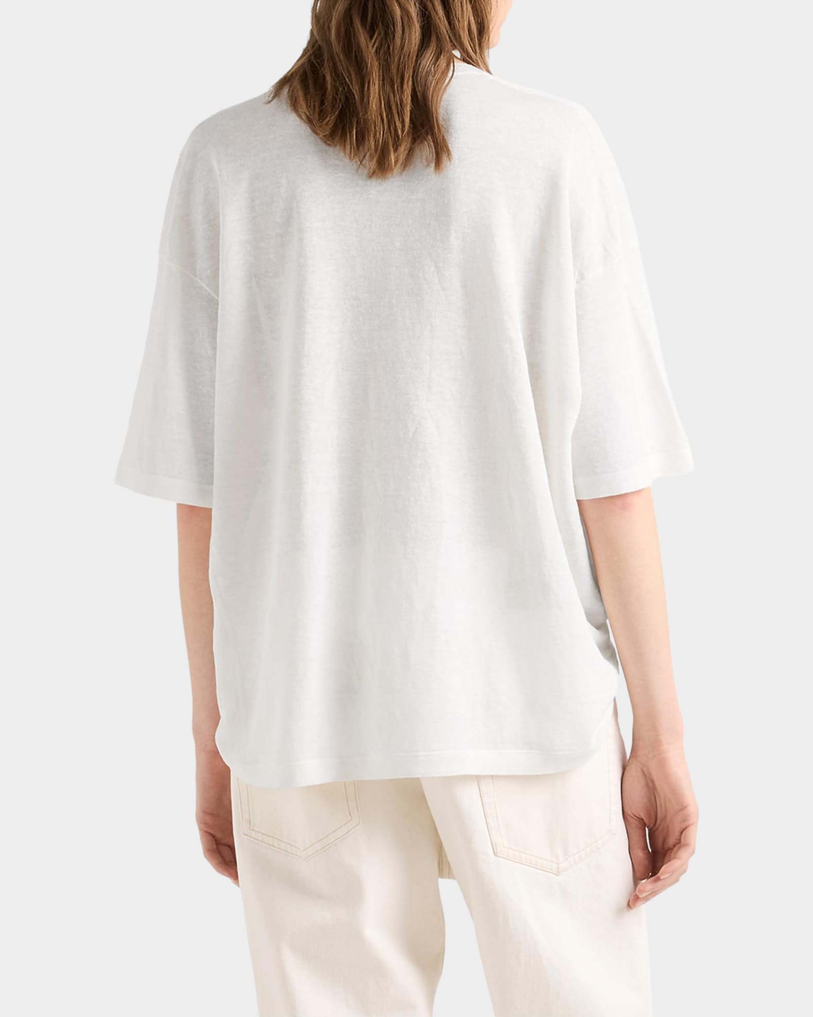 Prada Short-Sleeved Linen T-Shirt | Neiman Marcus