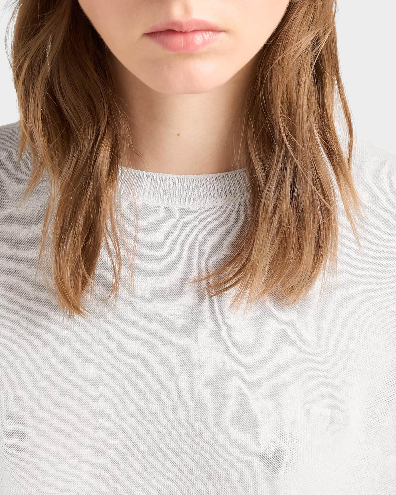 Prada Short-Sleeved Linen T-Shirt | Neiman Marcus