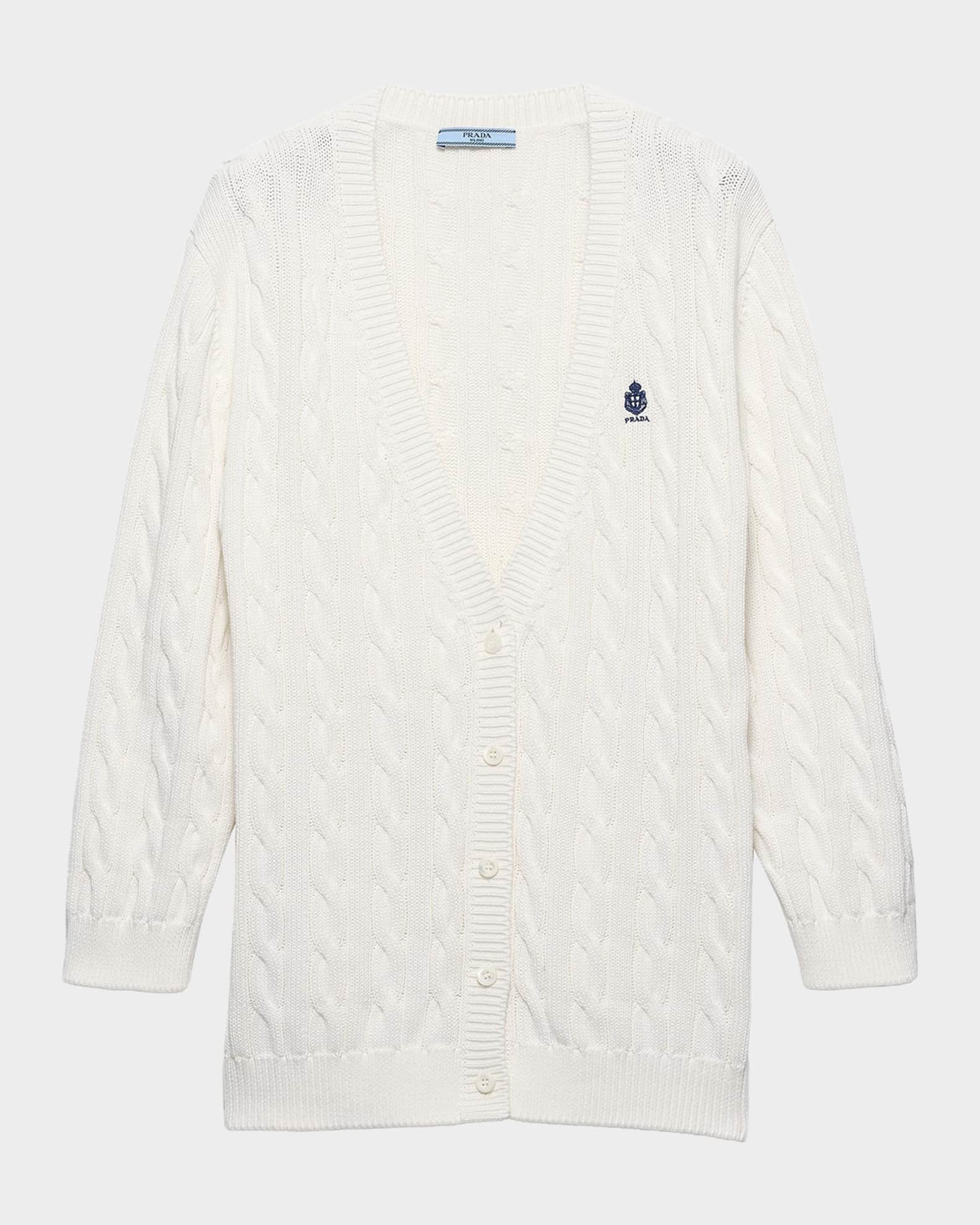 Prada Cable-Knit Cotton Cardigan | Neiman Marcus