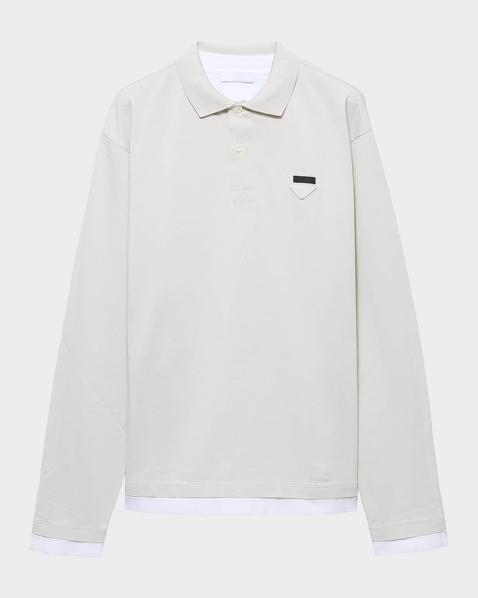 Prada Men's Layered Cotton Polo Shirt | Neiman Marcus