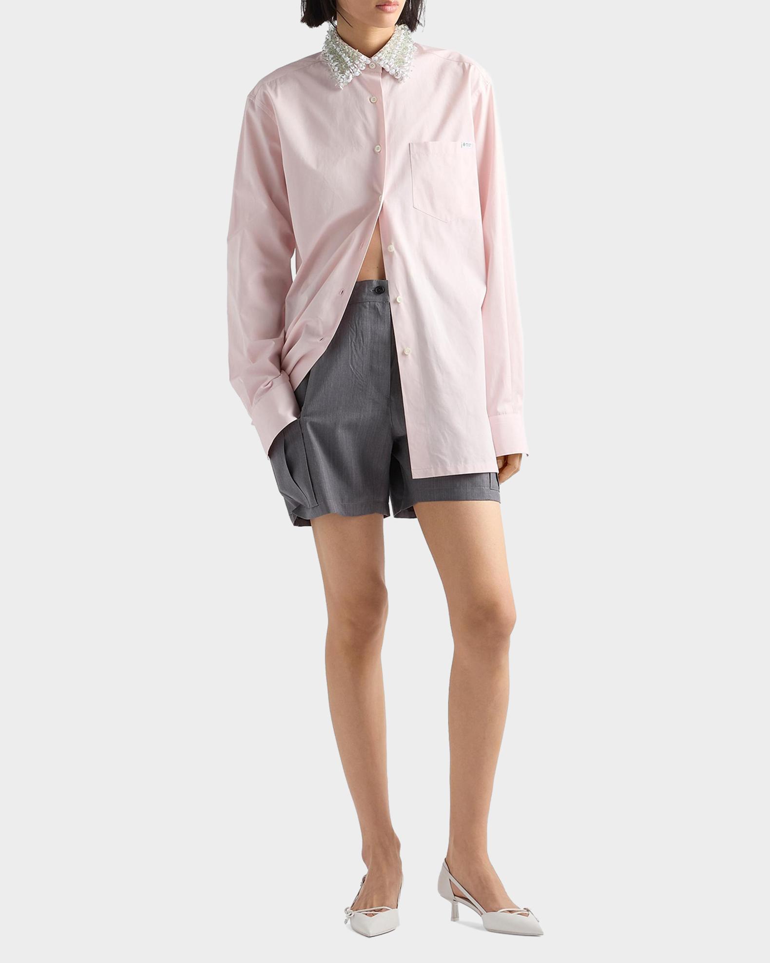 Prada Crystal-Embellished Cotton Poplin Shirt | Neiman Marcus