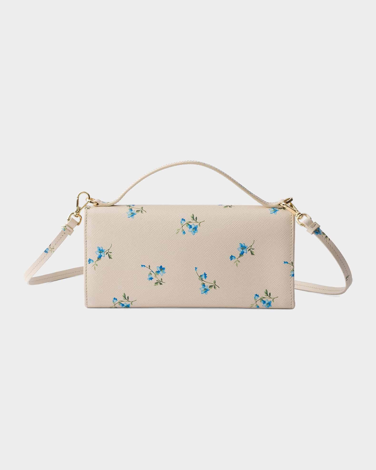 PRADA フラワープリントショルダーバッグ Prada Floral Leather Wallet w/ Shoulder Strap | Neiman Marcus