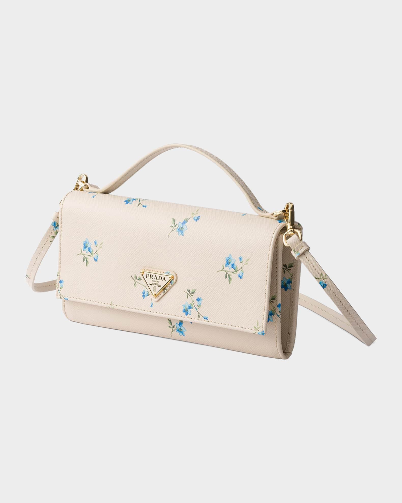 PRADA フラワープリントショルダーバッグ Prada Floral Leather Wallet w/ Shoulder Strap | Neiman Marcus