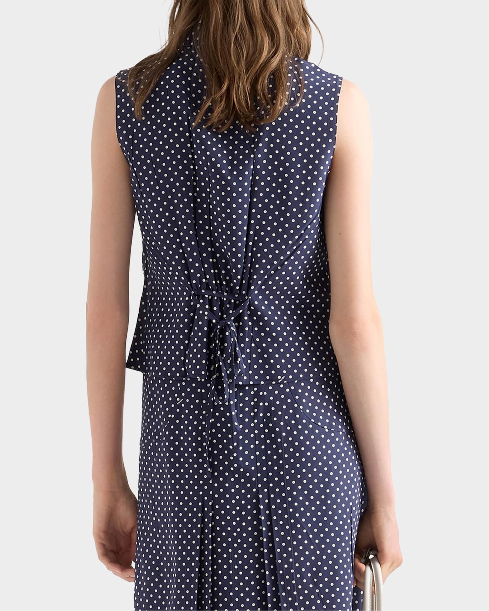 Prada Sleeveless Polka-Dot Marocain Silk Shirt | Neiman Marcus