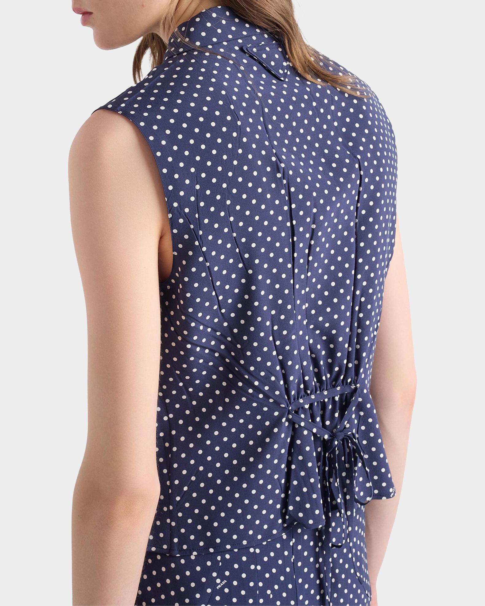 Prada Sleeveless Polka-Dot Marocain Silk Shirt | Neiman Marcus
