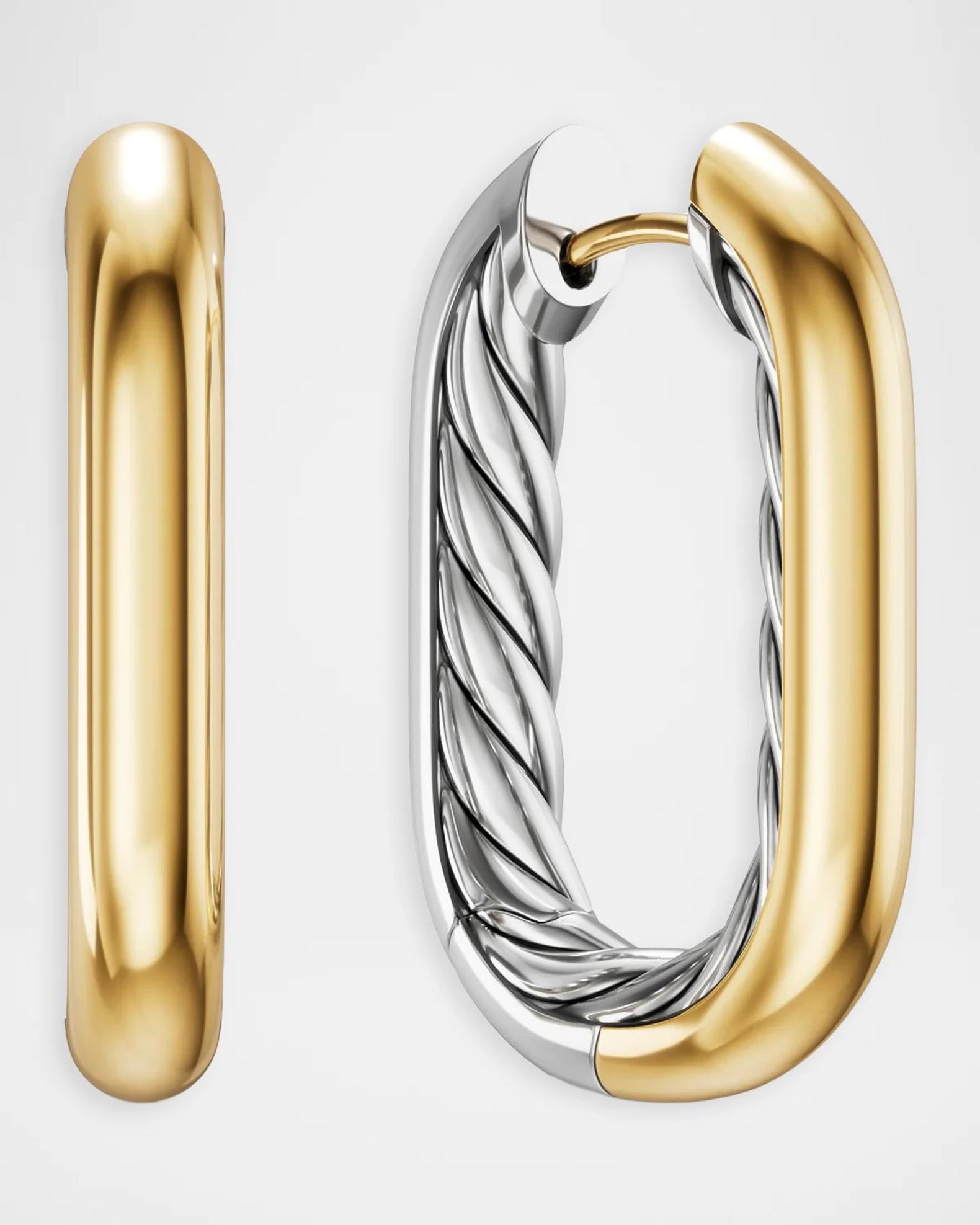 David Yurman DY Madison Smooth Hoop Earrings in Silver with Gold, 24 ...