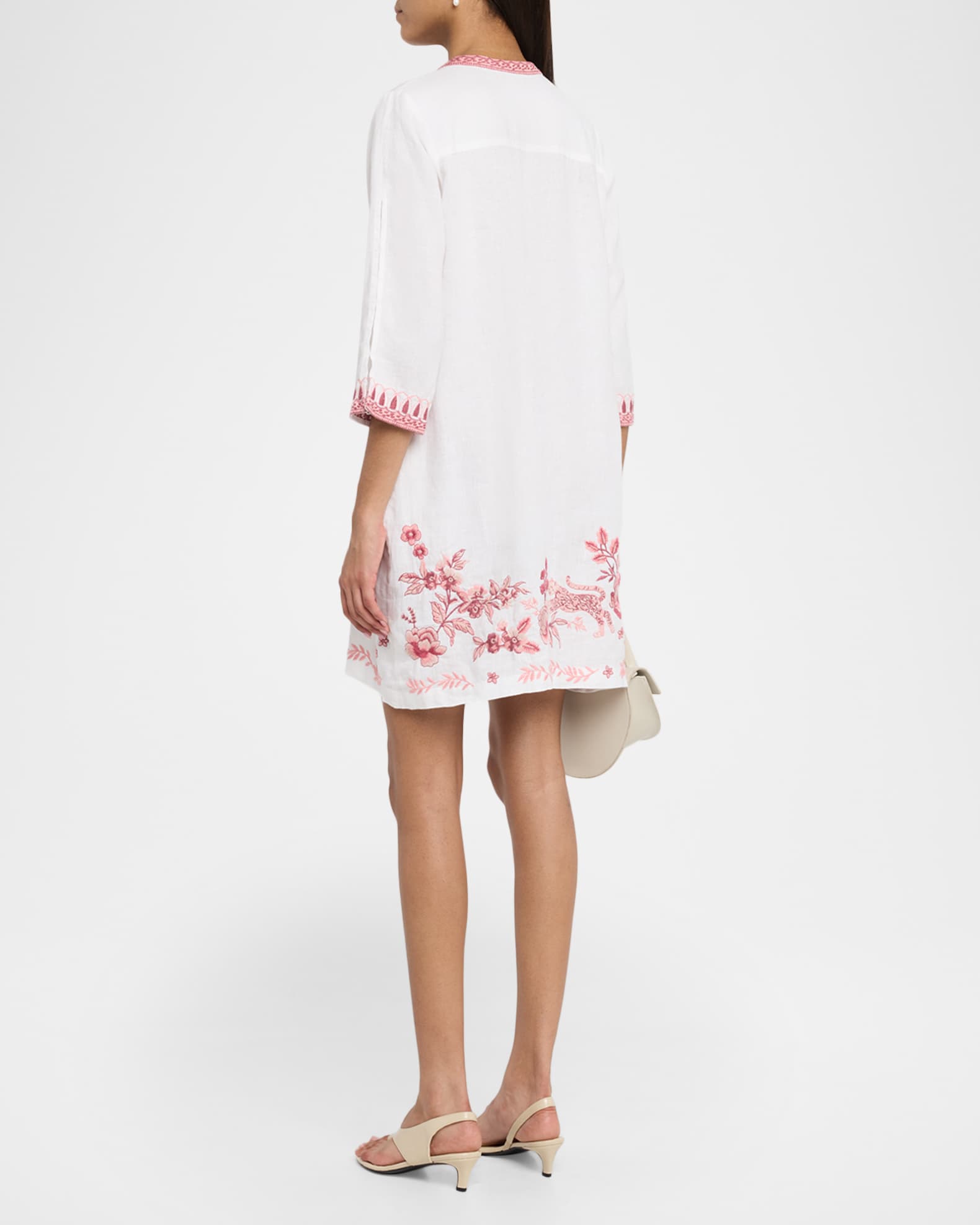 johnny was white embroidered dress Johnny Was White Linen Sleeveless Dress Floral Embroidered Boho Sm NWT