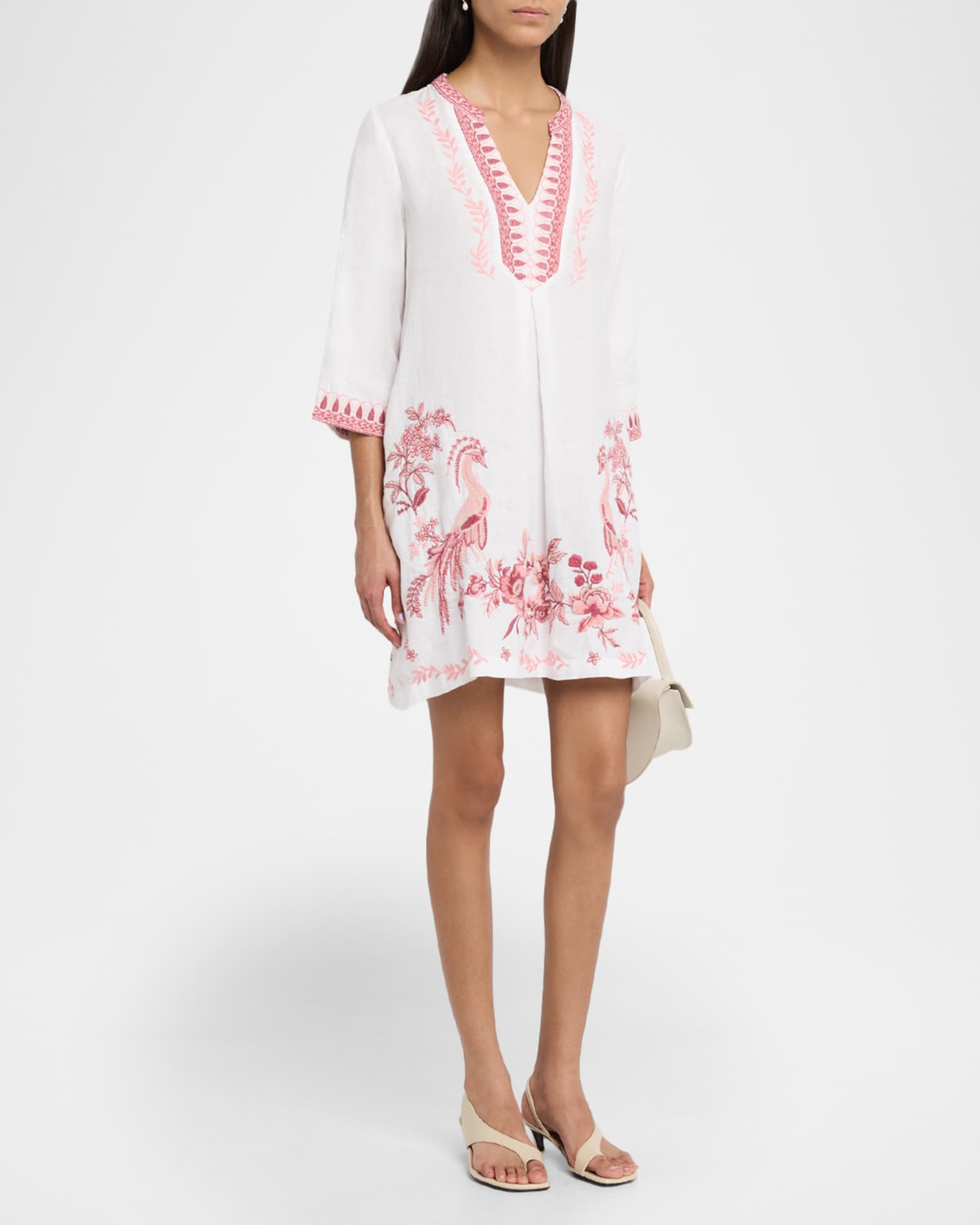 johnny was linen dress Women's Button Front in White, Size PXL, Bold Designed with a split neckline and a button Johnny Was White Linen Sleeveless