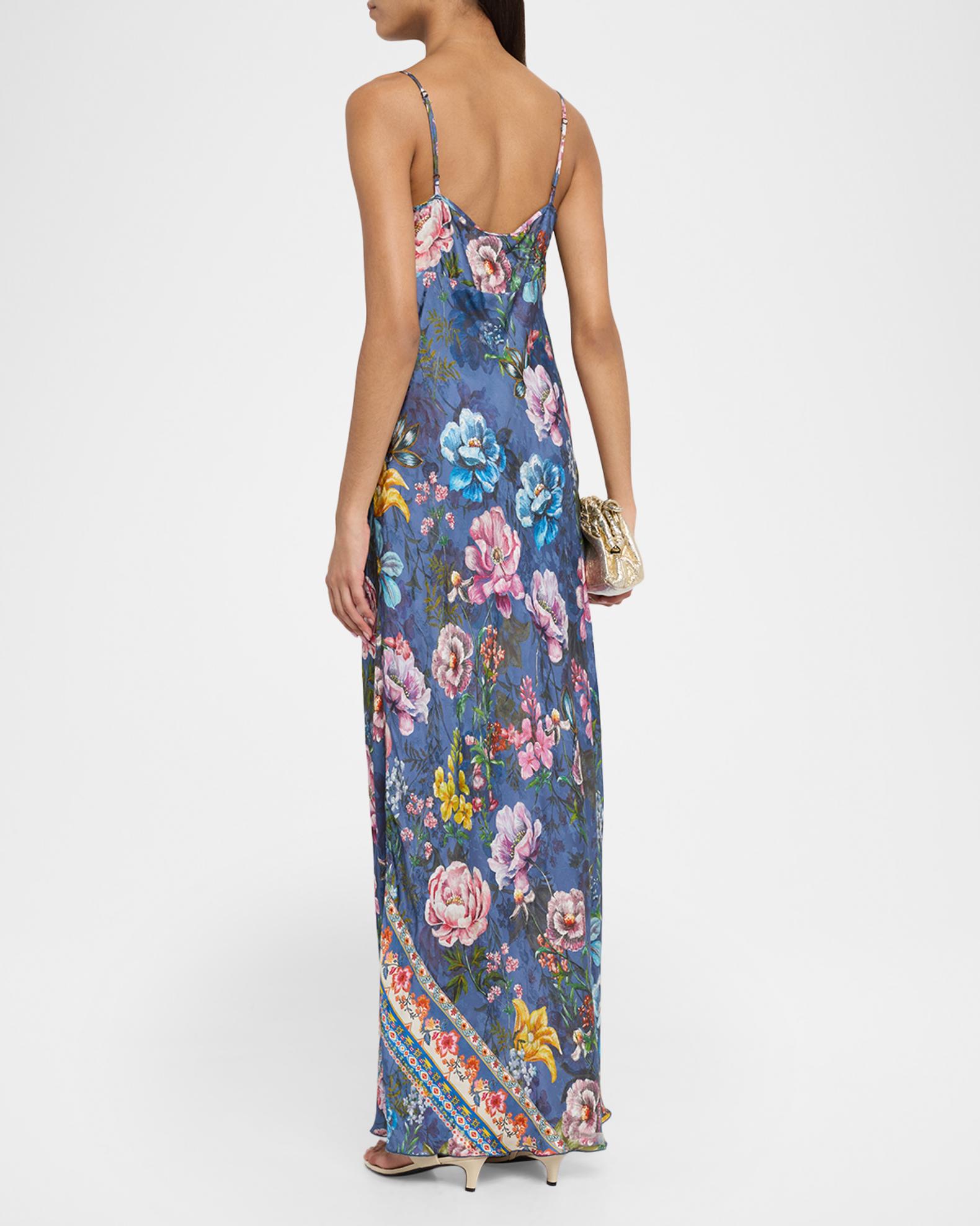 formal / gown johnny was dresses Women's Gigianna Slip Dress in Blue, Size Small, Floral Zip closure wedding dress