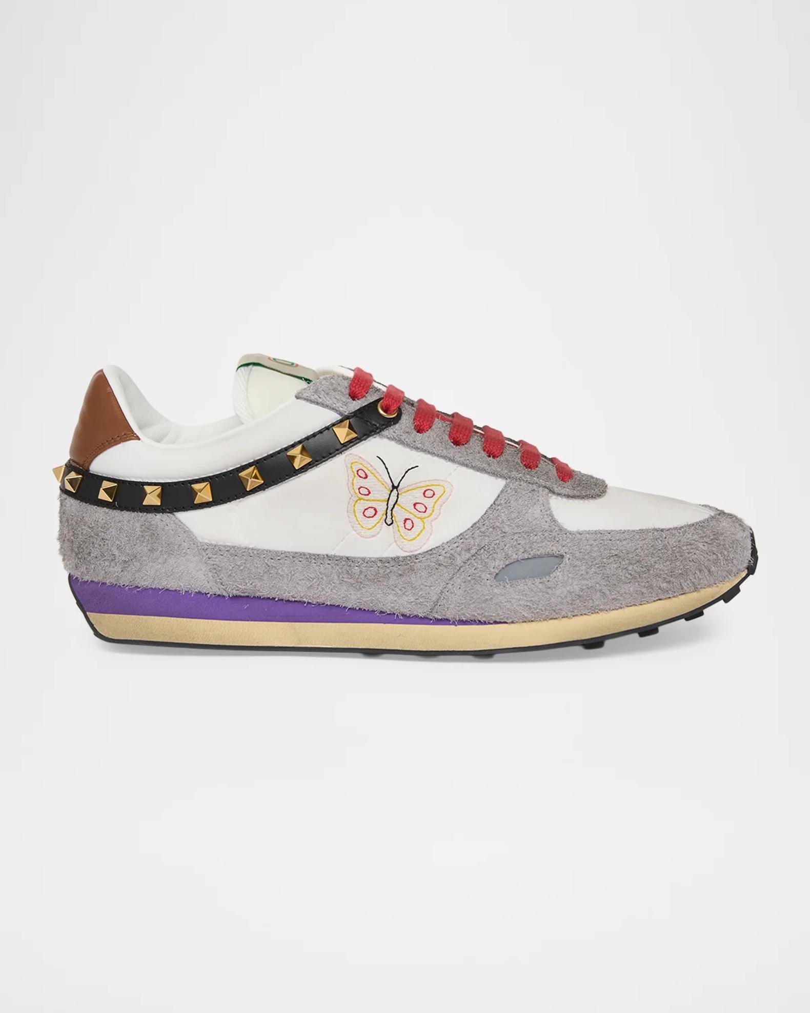 Valentino Garavani Men's Stud Up Crosta Low-Top Sneakers | Neiman