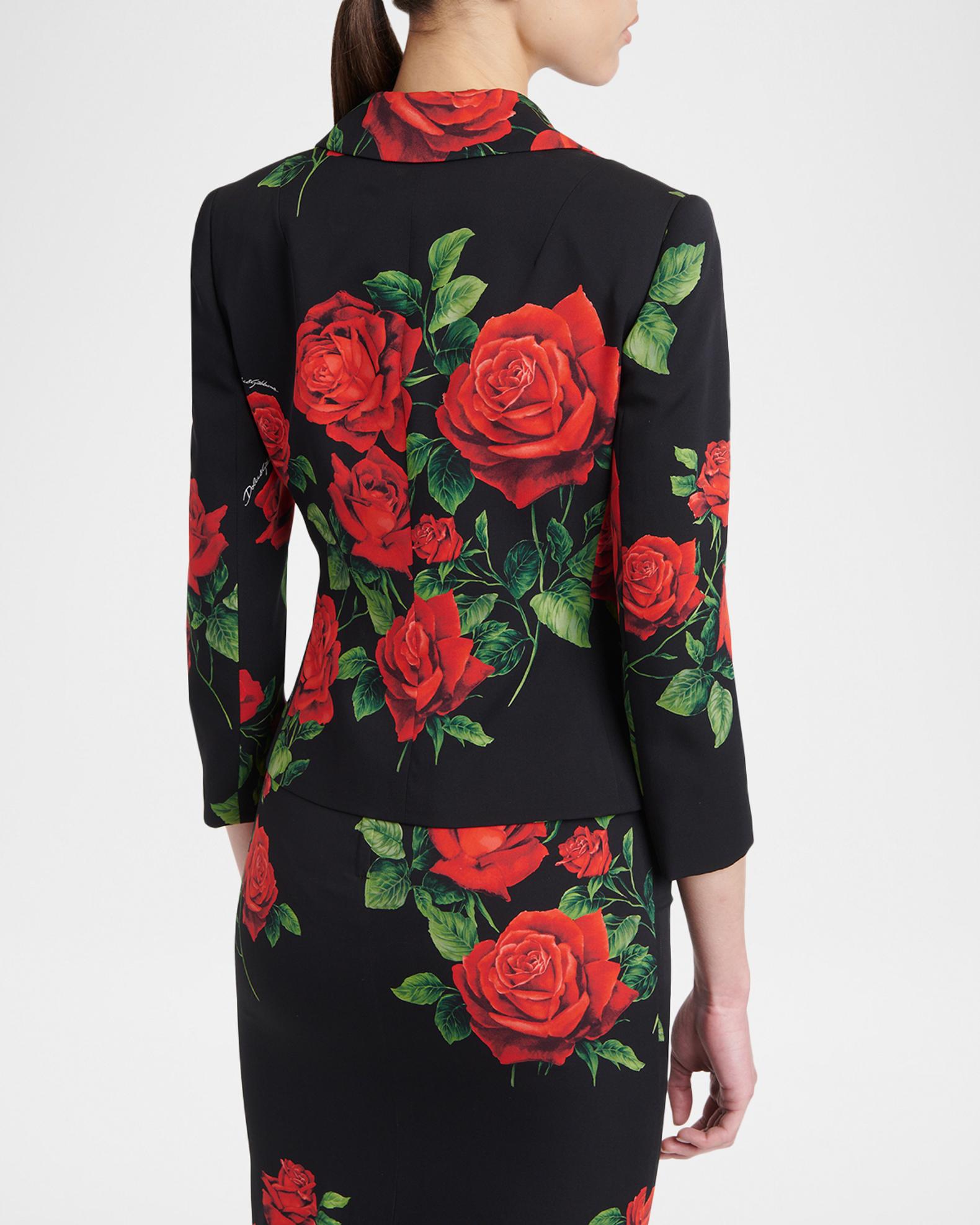 Dolce&Gabbana Rose-Print Silk Single-Breasted Jacket | Neiman Marcus