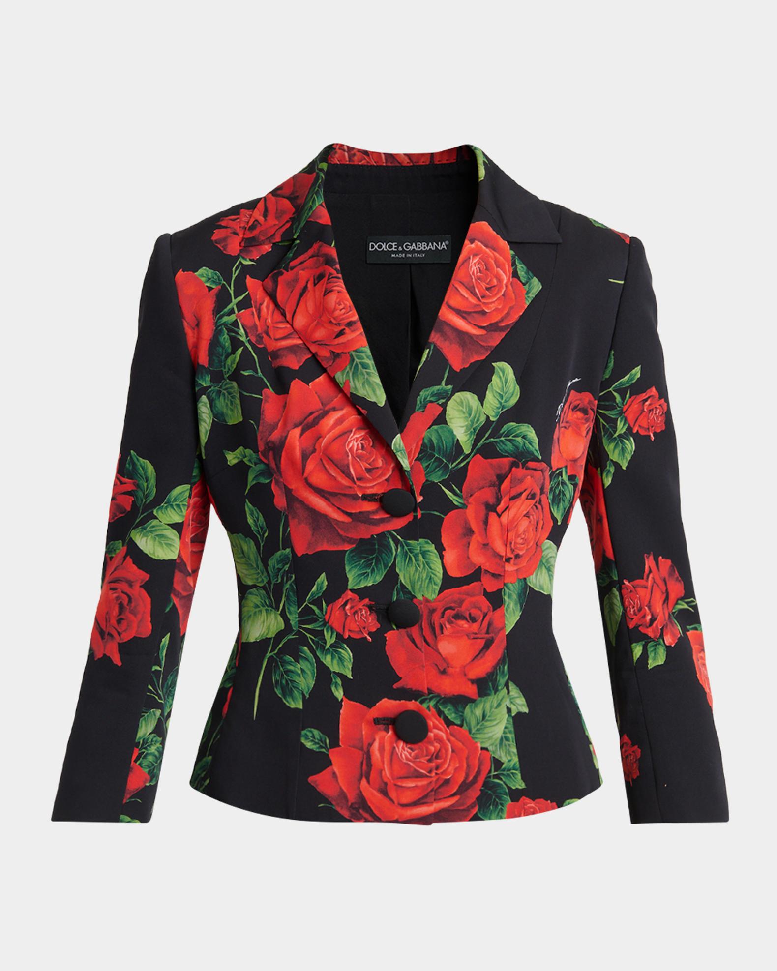 ワンピース Dolce&Gabbana f/w 1996 silk rose shirt Dolce&Gabbana Rose-Print Silk Single-Breasted Jacket | Neiman Marcus