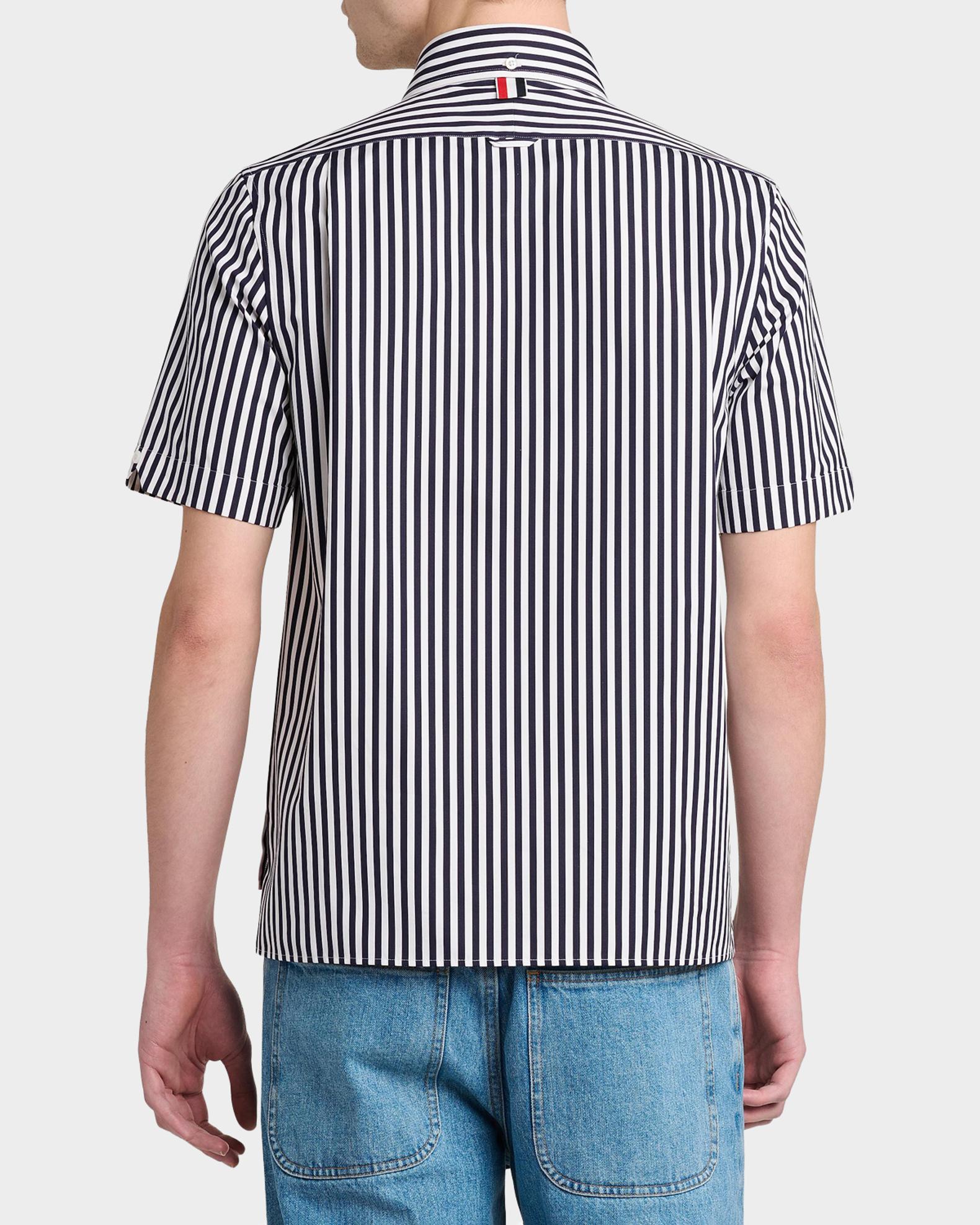 Thom Browne Men's Sailboat-Embroidered Wide Striped Poplin Shirt