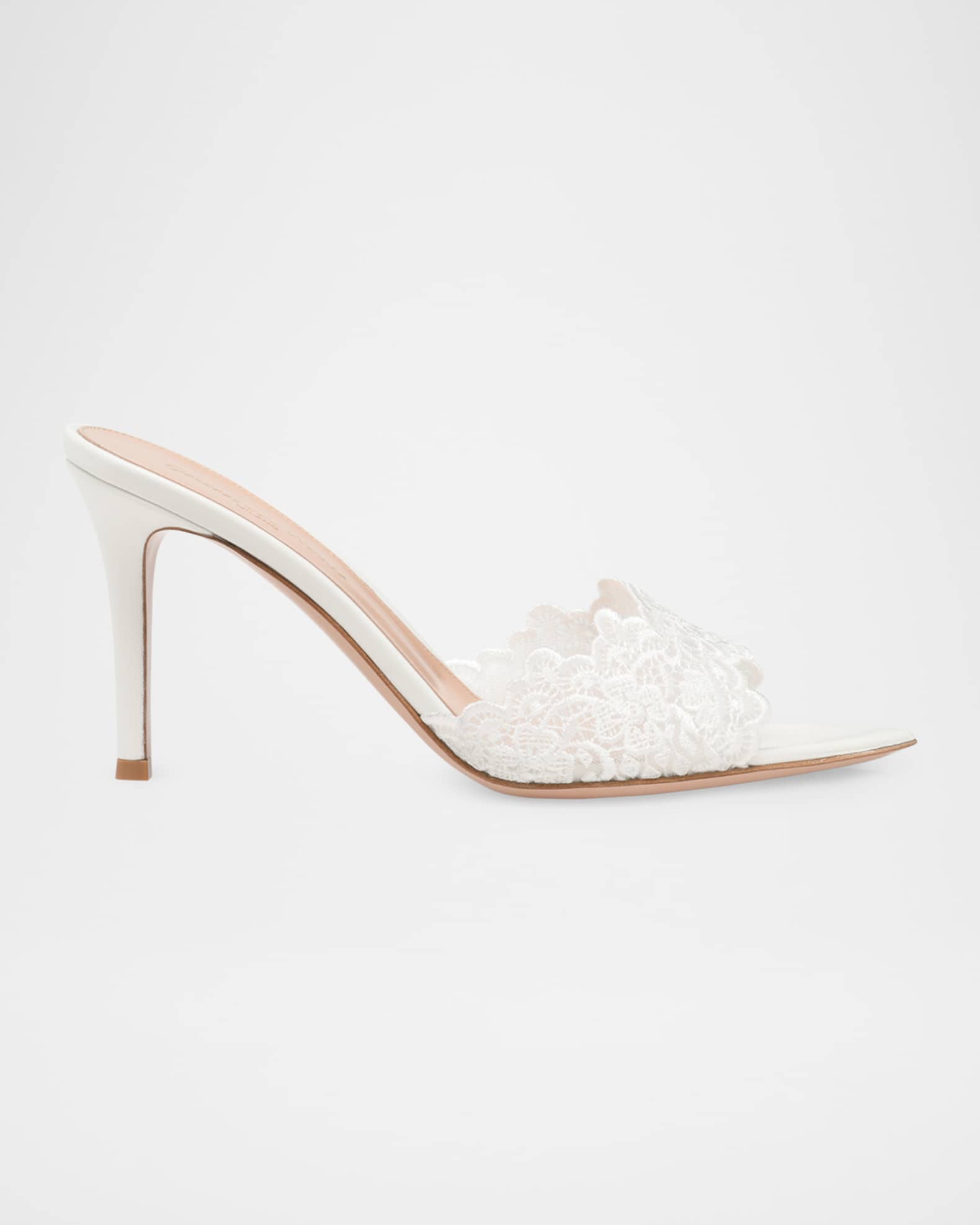 Gianvito Rossi 85mm Yvonne Embroidered Mesh Mules | Neiman Marcus