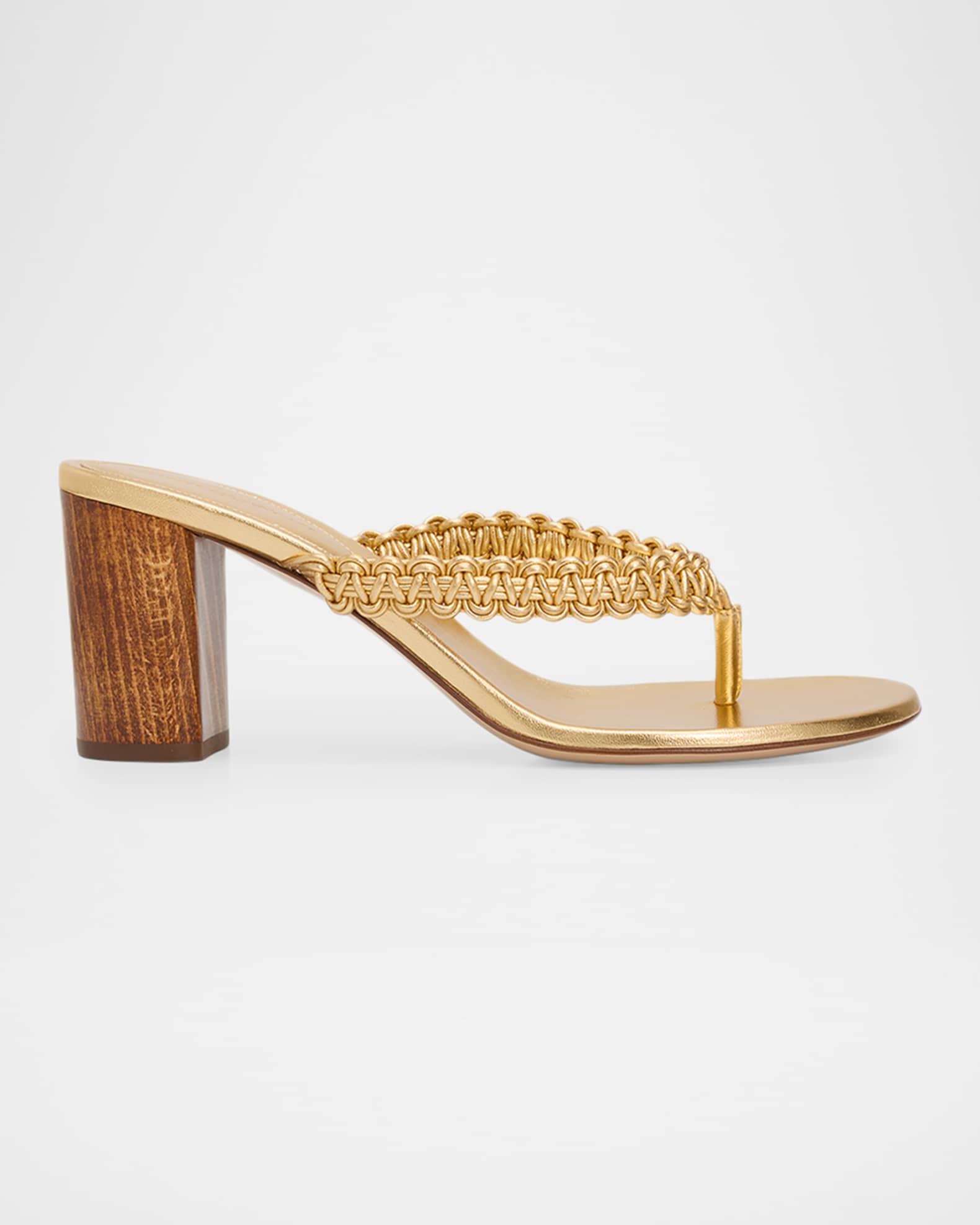 Gianvito Rossi 70mm Braided Leather Thongs Sandals | Neiman Marcus