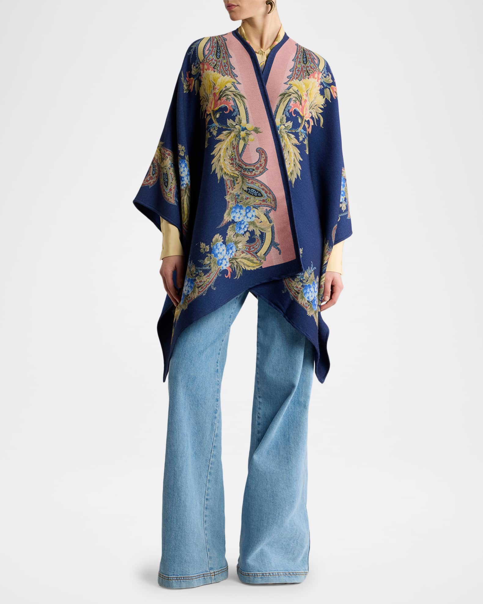 Etro Paisley Wool-Blend Jacquard Cape | Neiman Marcus