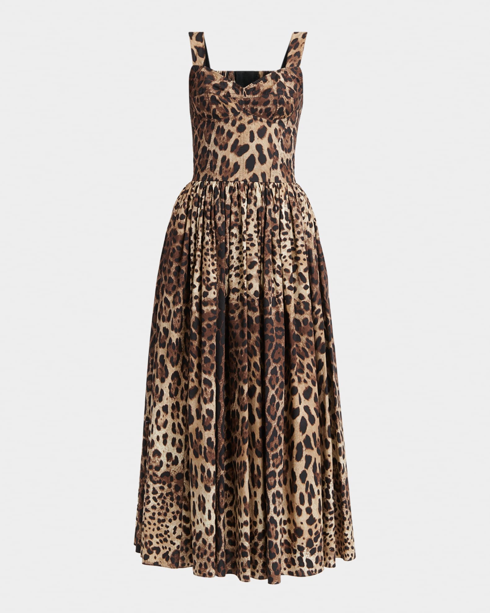 DOLCE & GABBANA ヒョウ柄ラップドレス 38 Dolce&Gabbana Leopard-Print Cotton Poplin Midi Bustier Dress