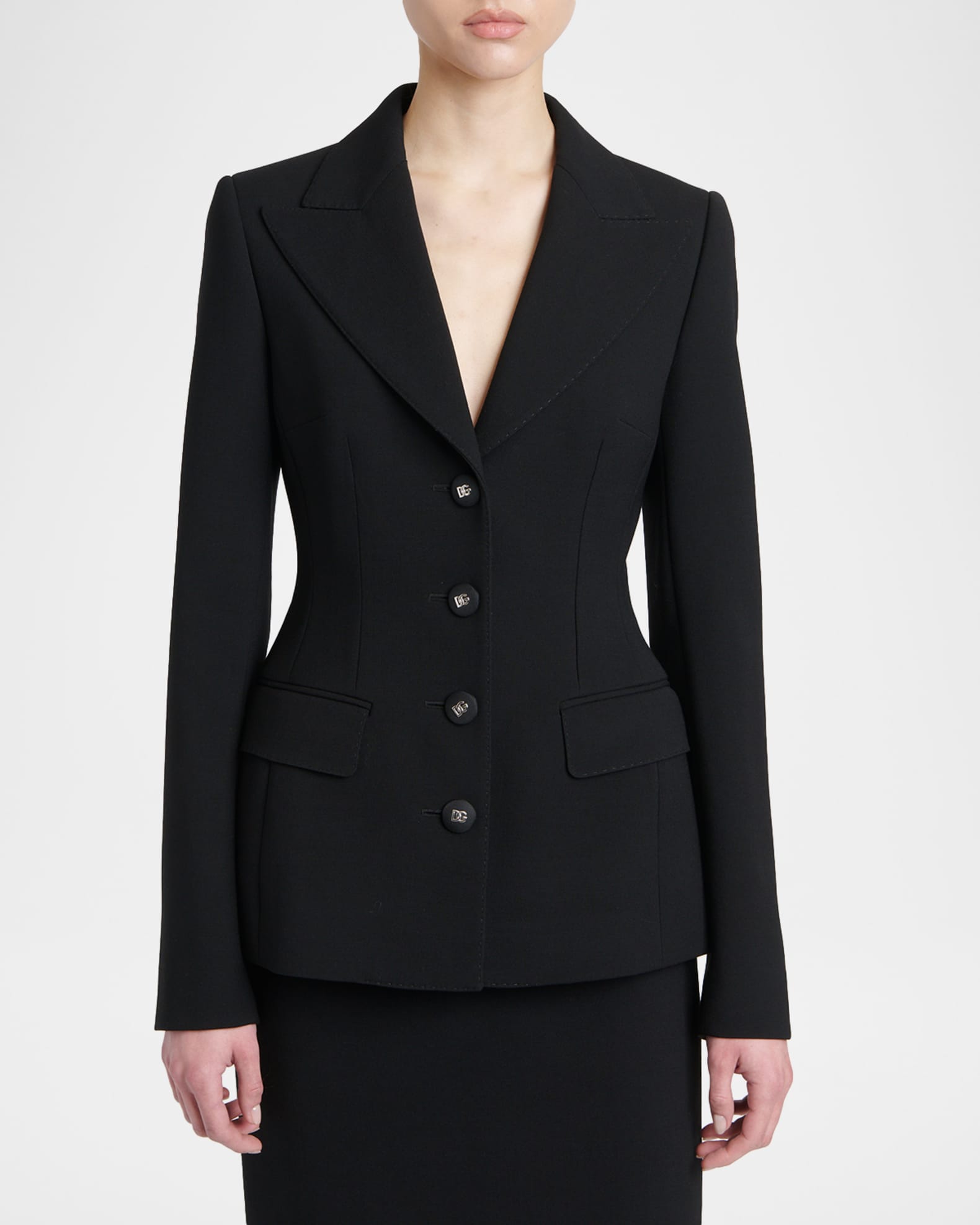 Dolce&Gabbana Double Wool Crepe Single-Breasted Slim Jacket