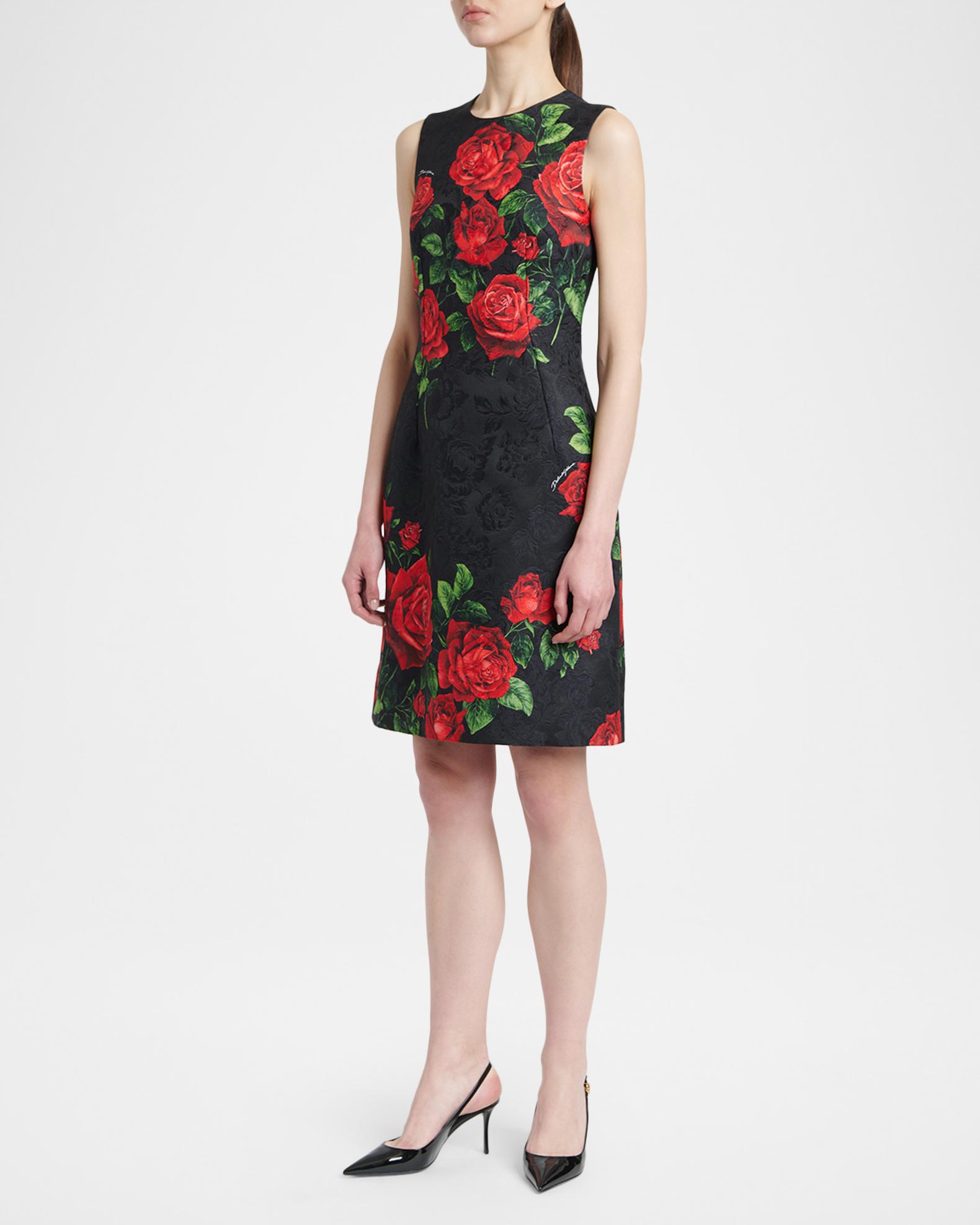 Dolce&Gabbana Sleeveless Rose Brocade Knee-Length Dress | Neiman